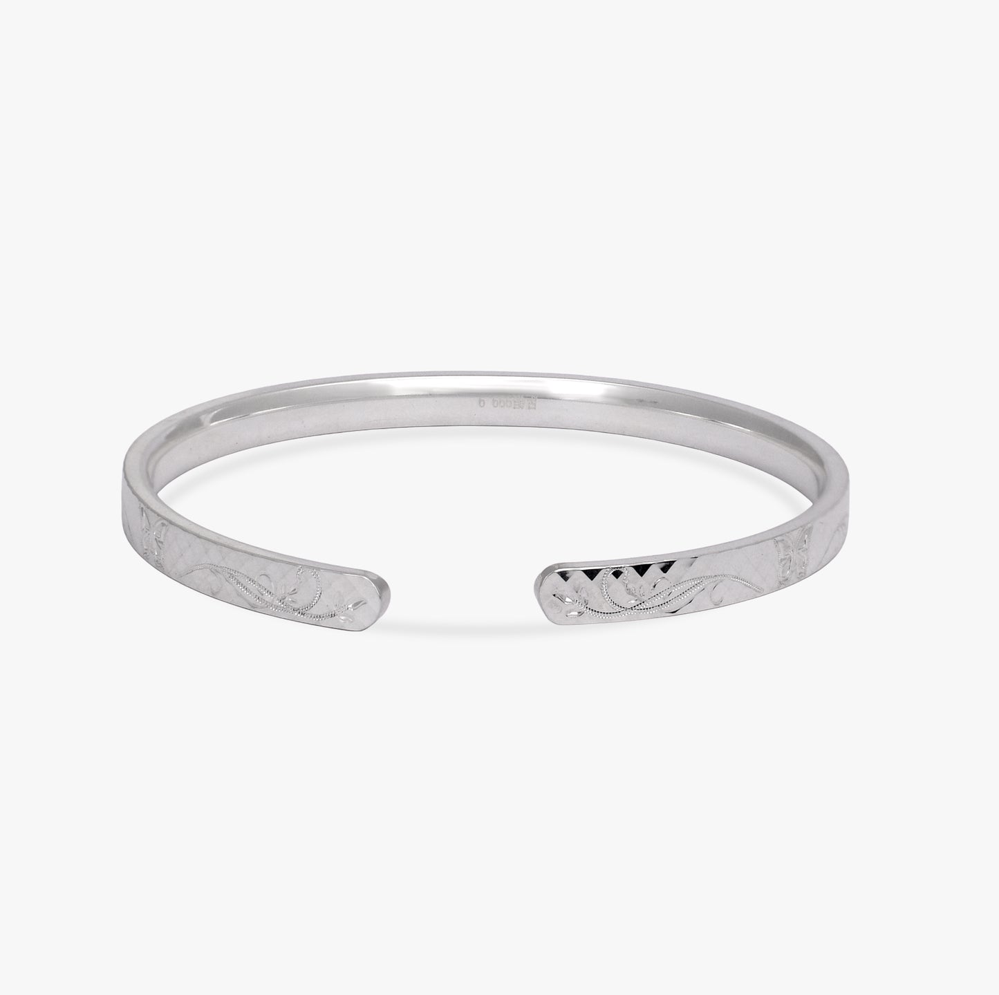 Etched Butterfly Silver Kada