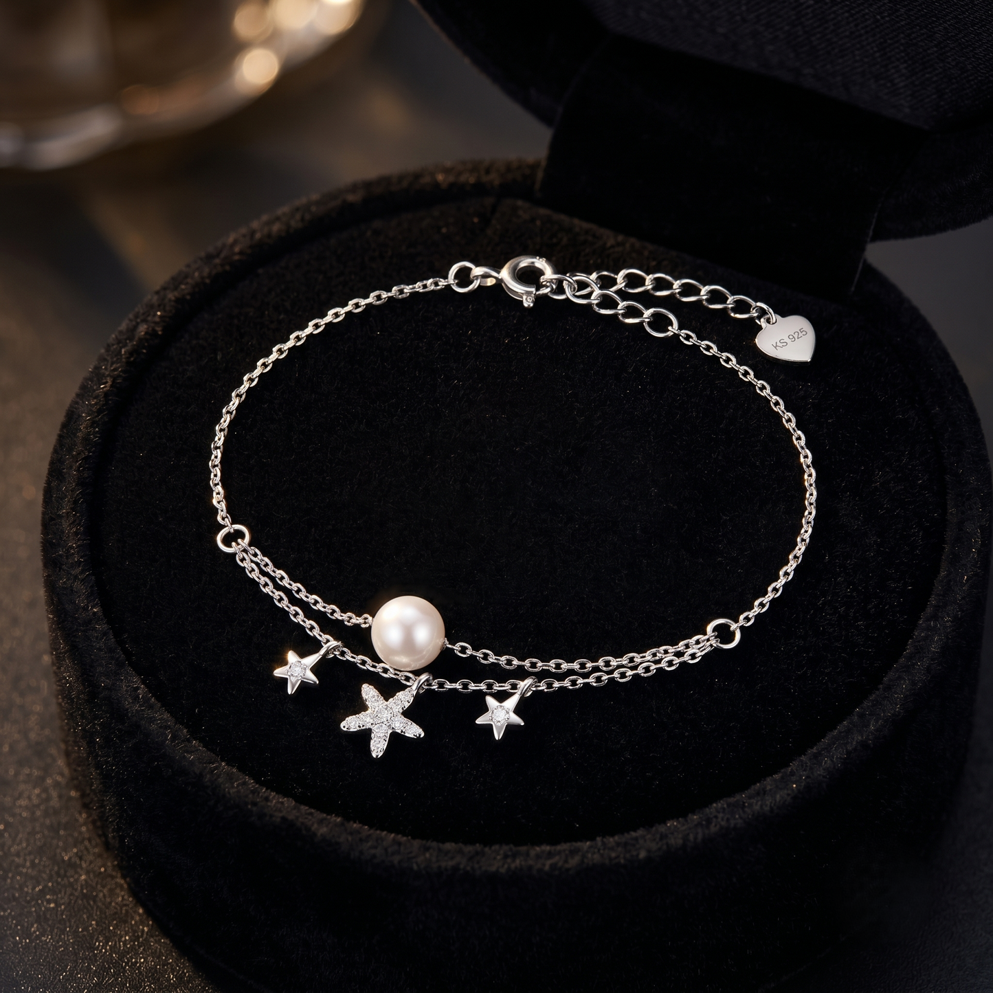 Pearl Star Double-Chain Bracelet