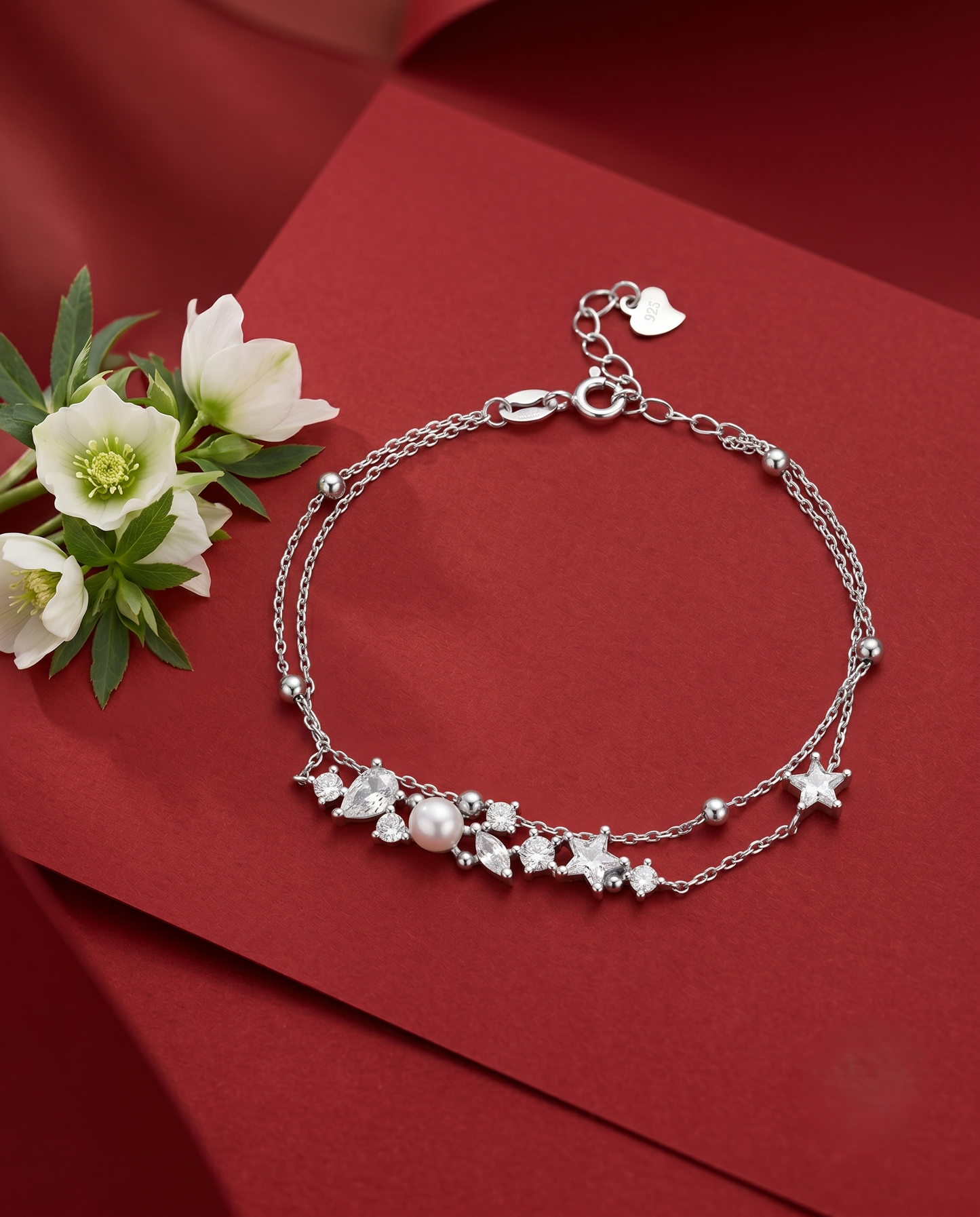 Celestial Pearl Double-Chain Bracelet