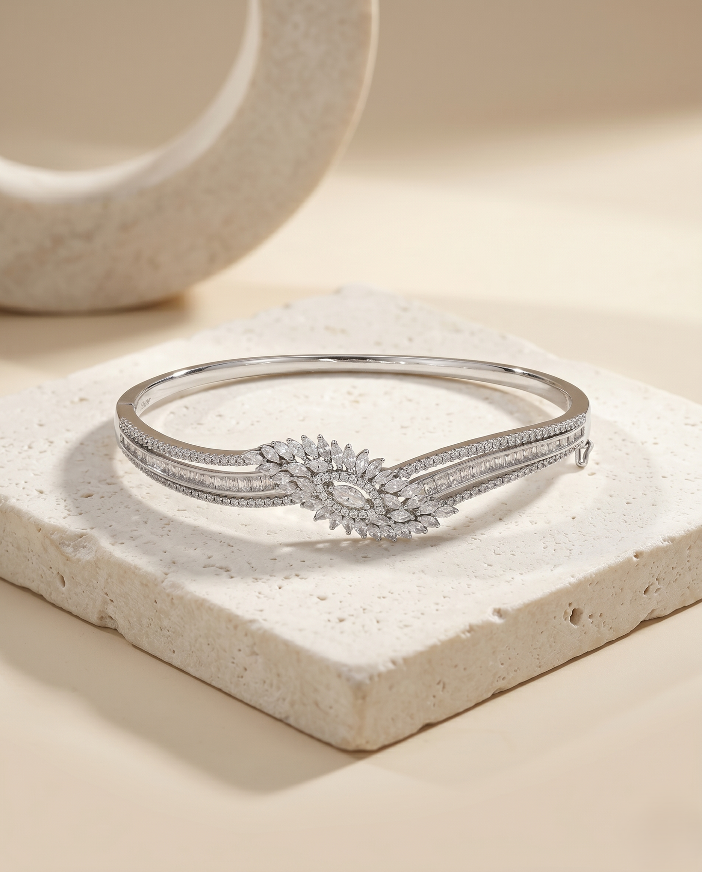 The Ethereal Wave Solitaire Bangle