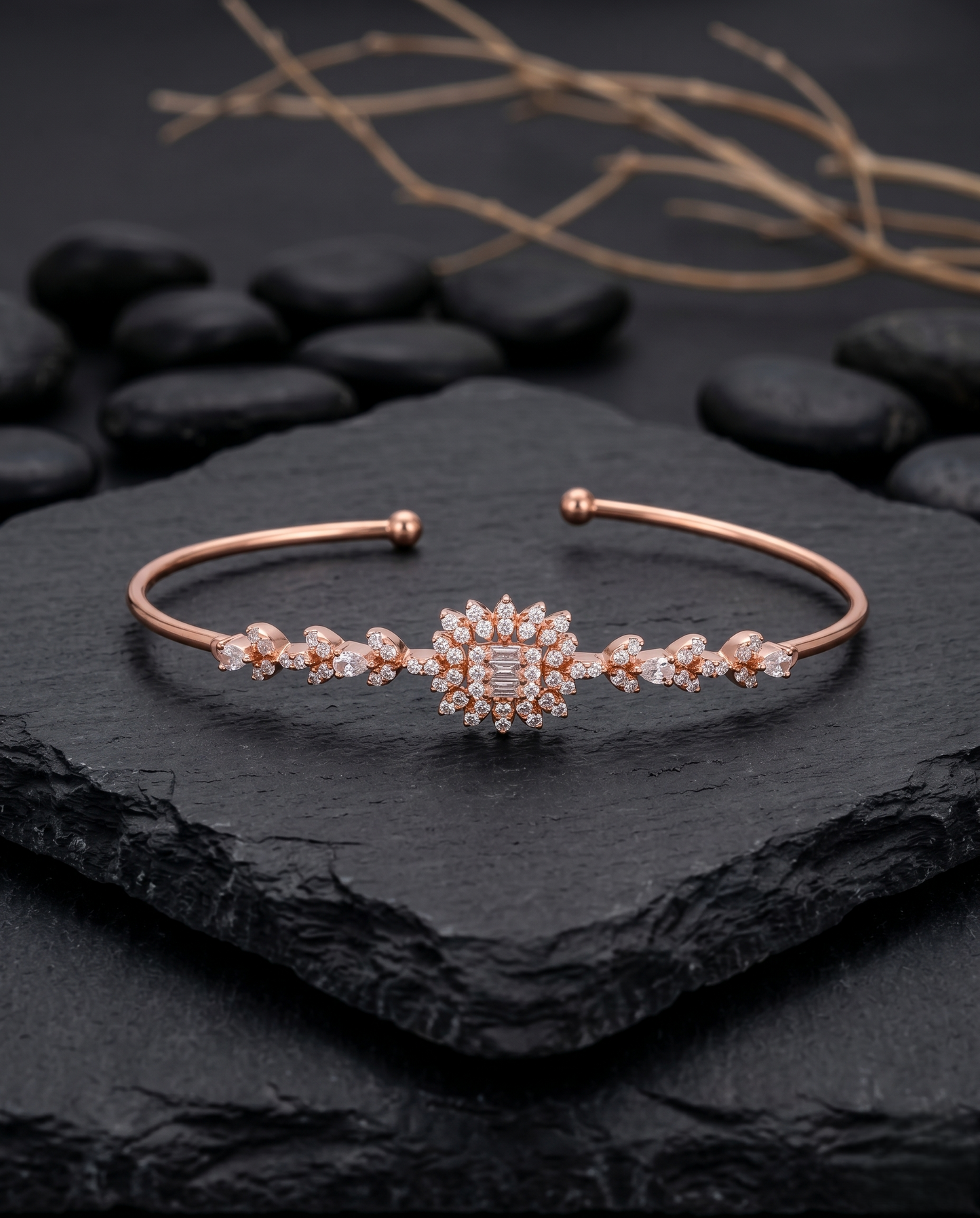 Blush Geometric Solitaire Cuff