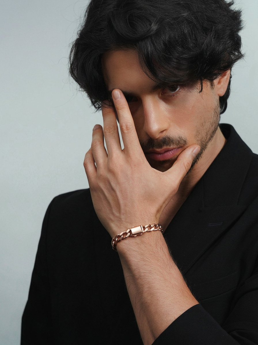 Men's Rose Gold Figaro Chain
