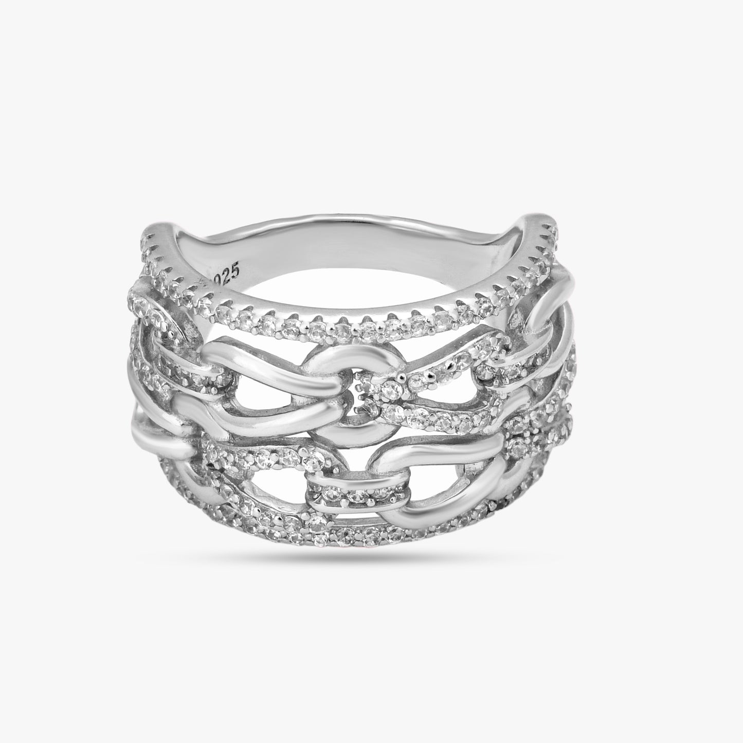 Linked Cubic Zirconia Ring