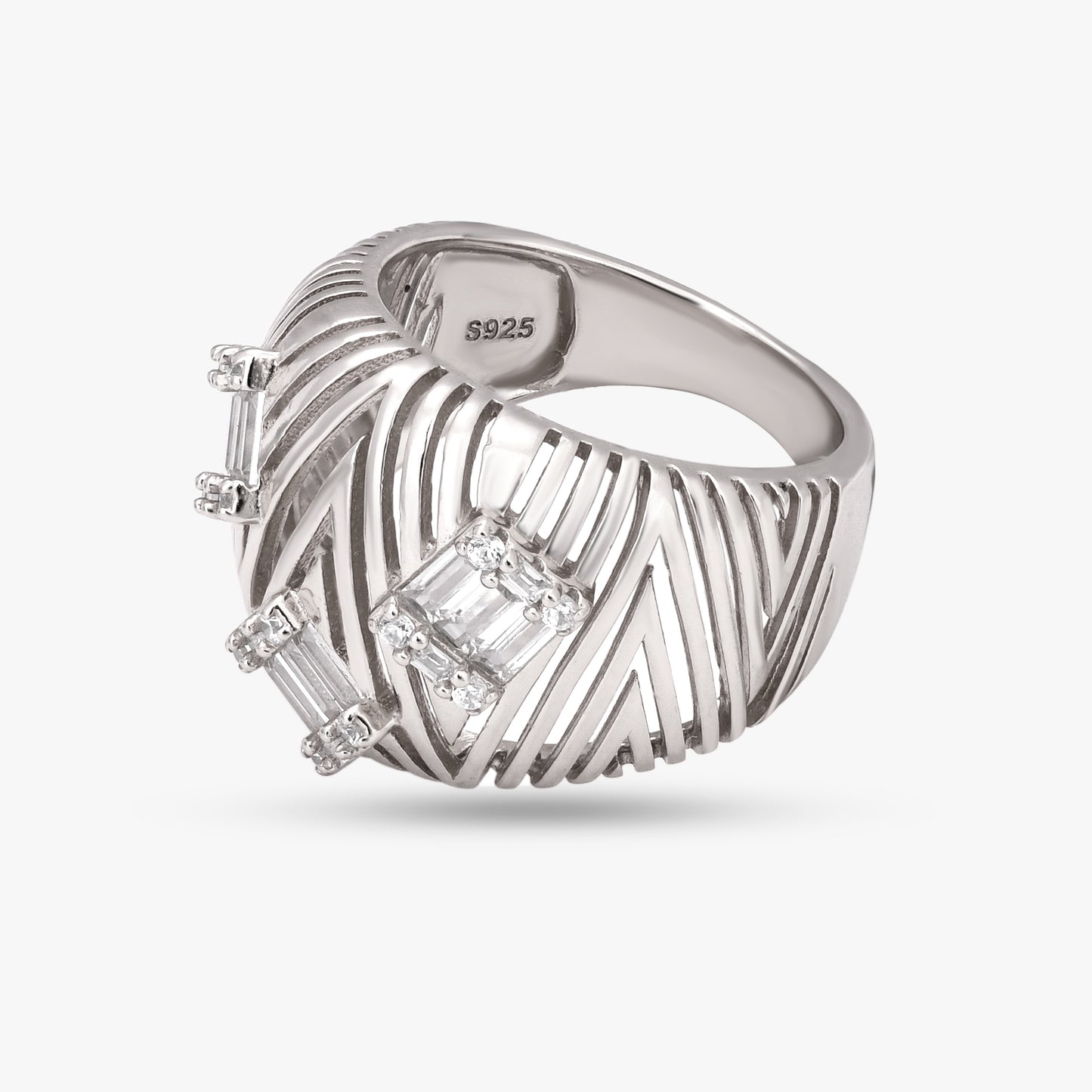 Geometric Baguette Statement Ring