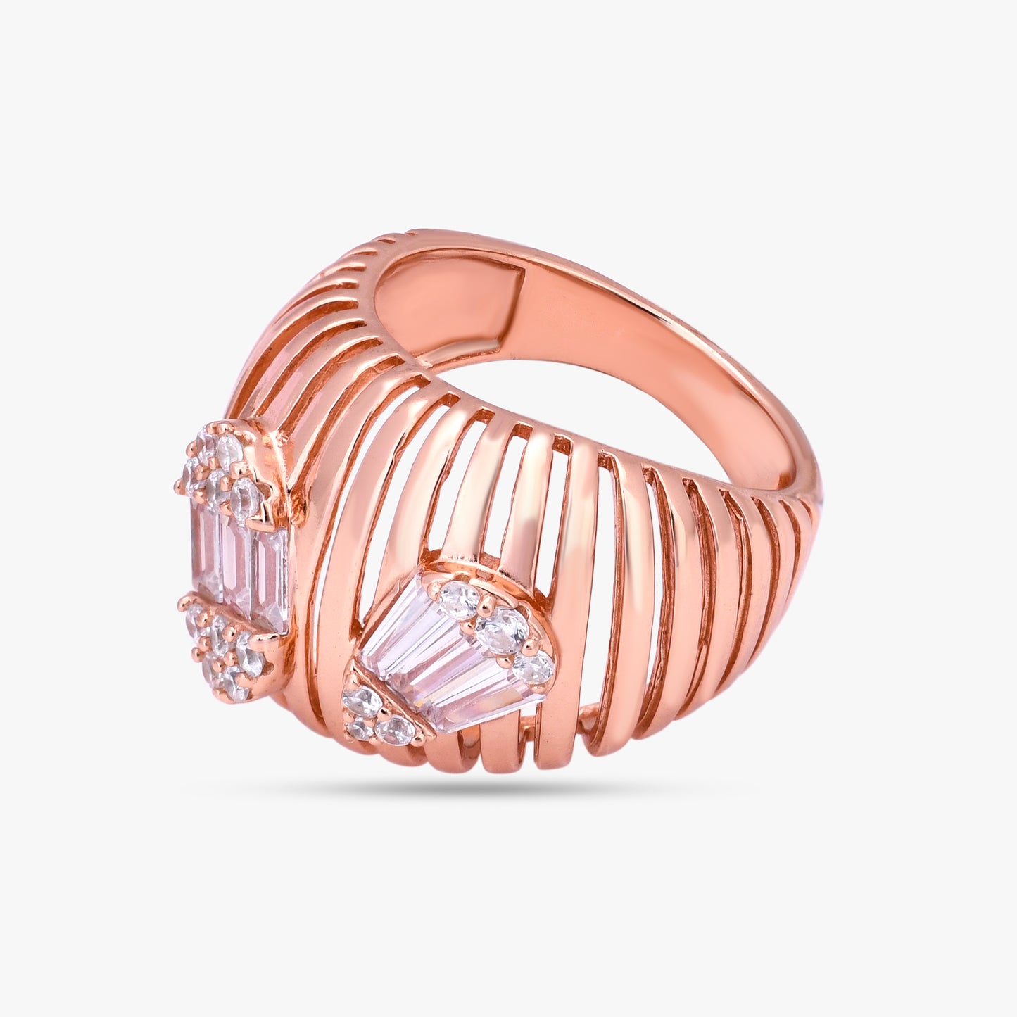 Ribbed Diamond Statement Ring