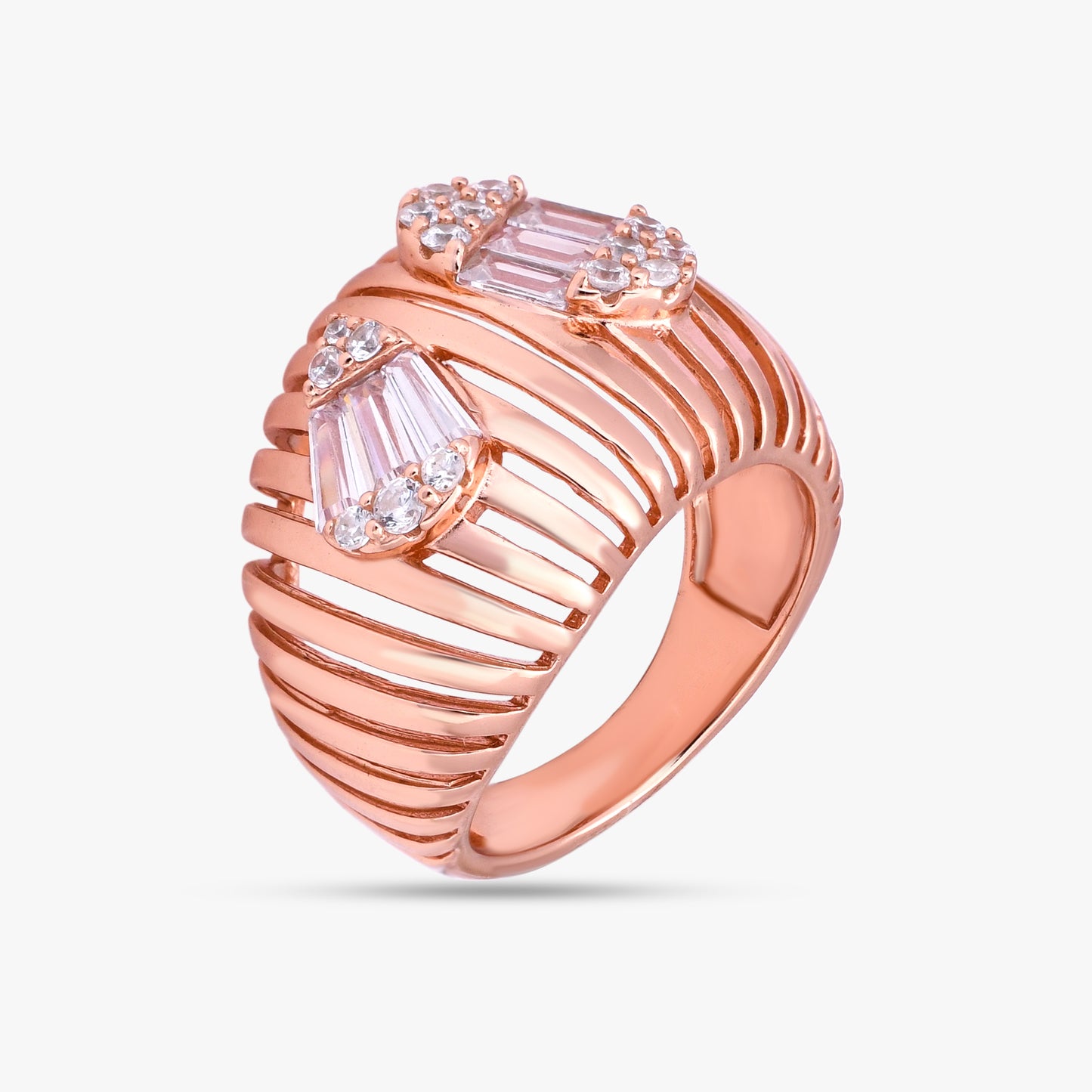 Ribbed Diamond Statement Ring