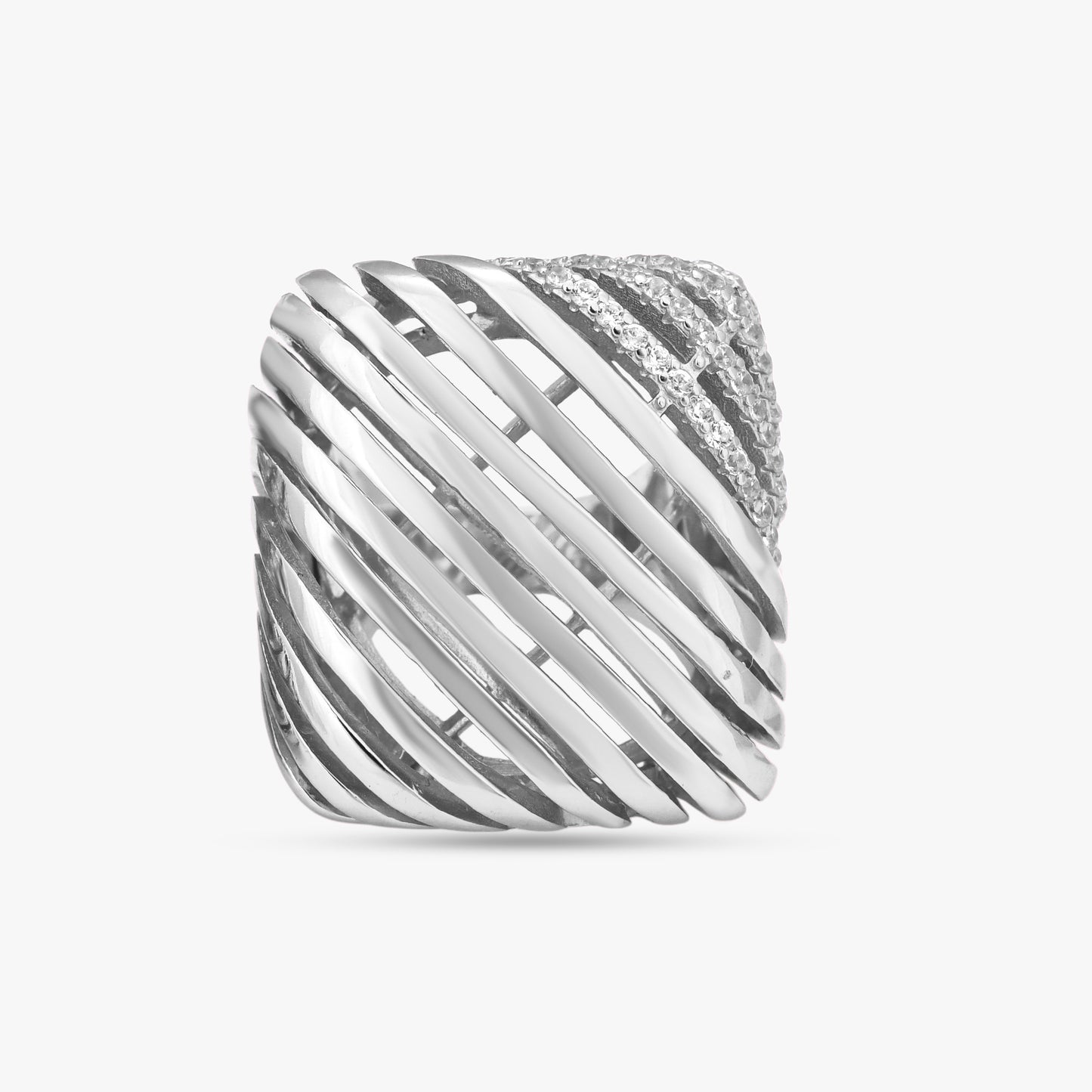 Sculpted Ribbed Statement Ring