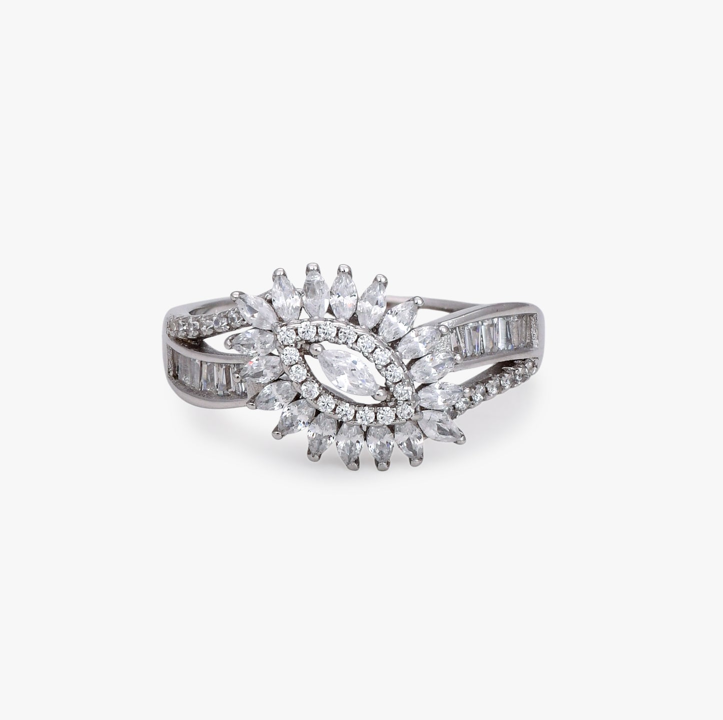 Sunburst Marquise Solitaire Ring
