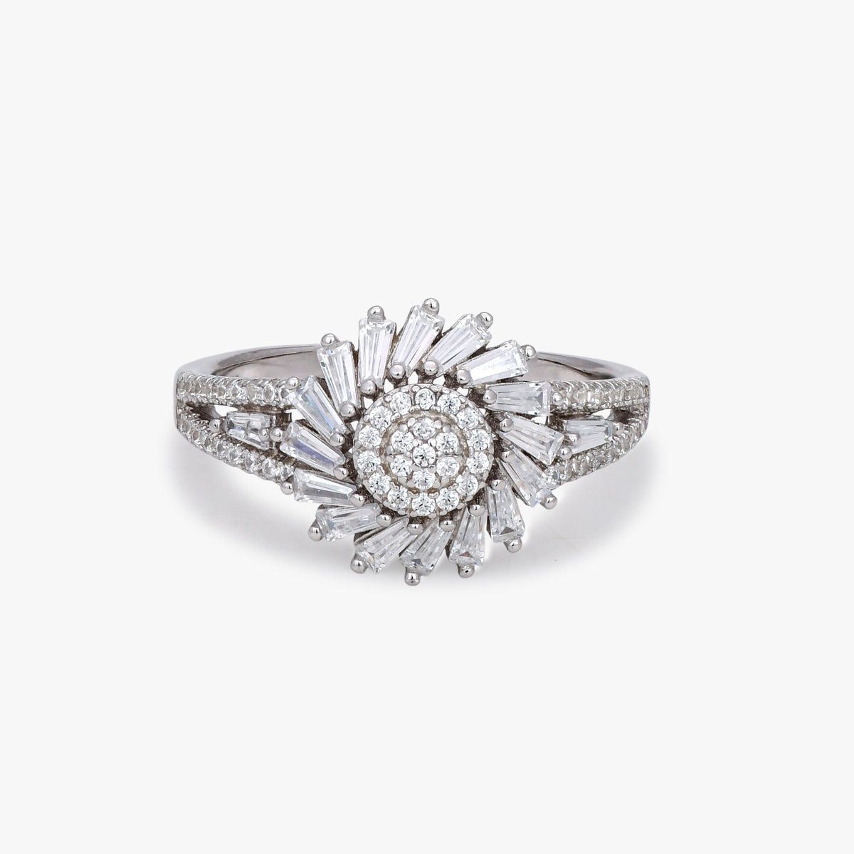 Radiant Sunburst CZ Ring