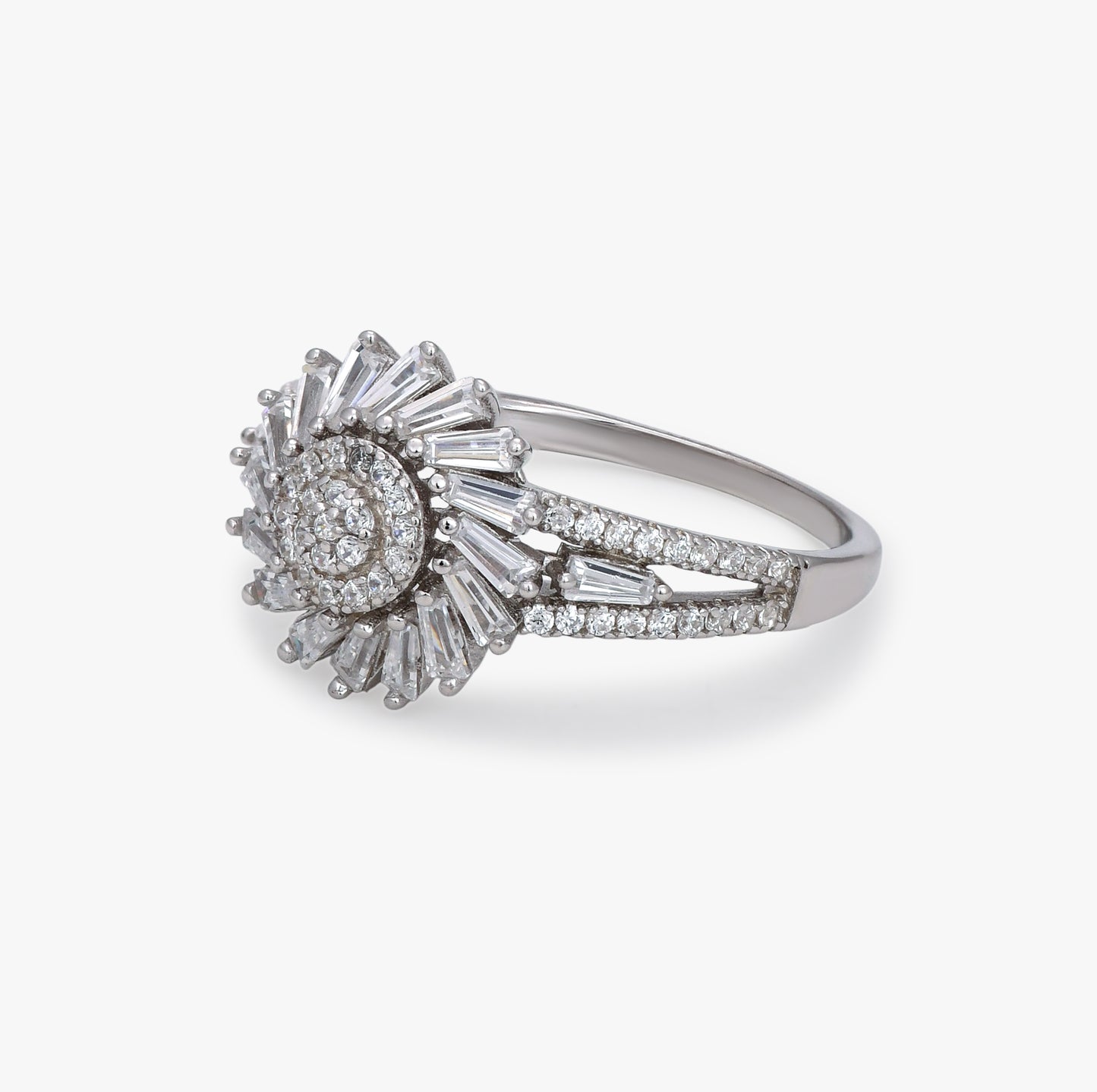 Radiant Sunburst CZ Ring