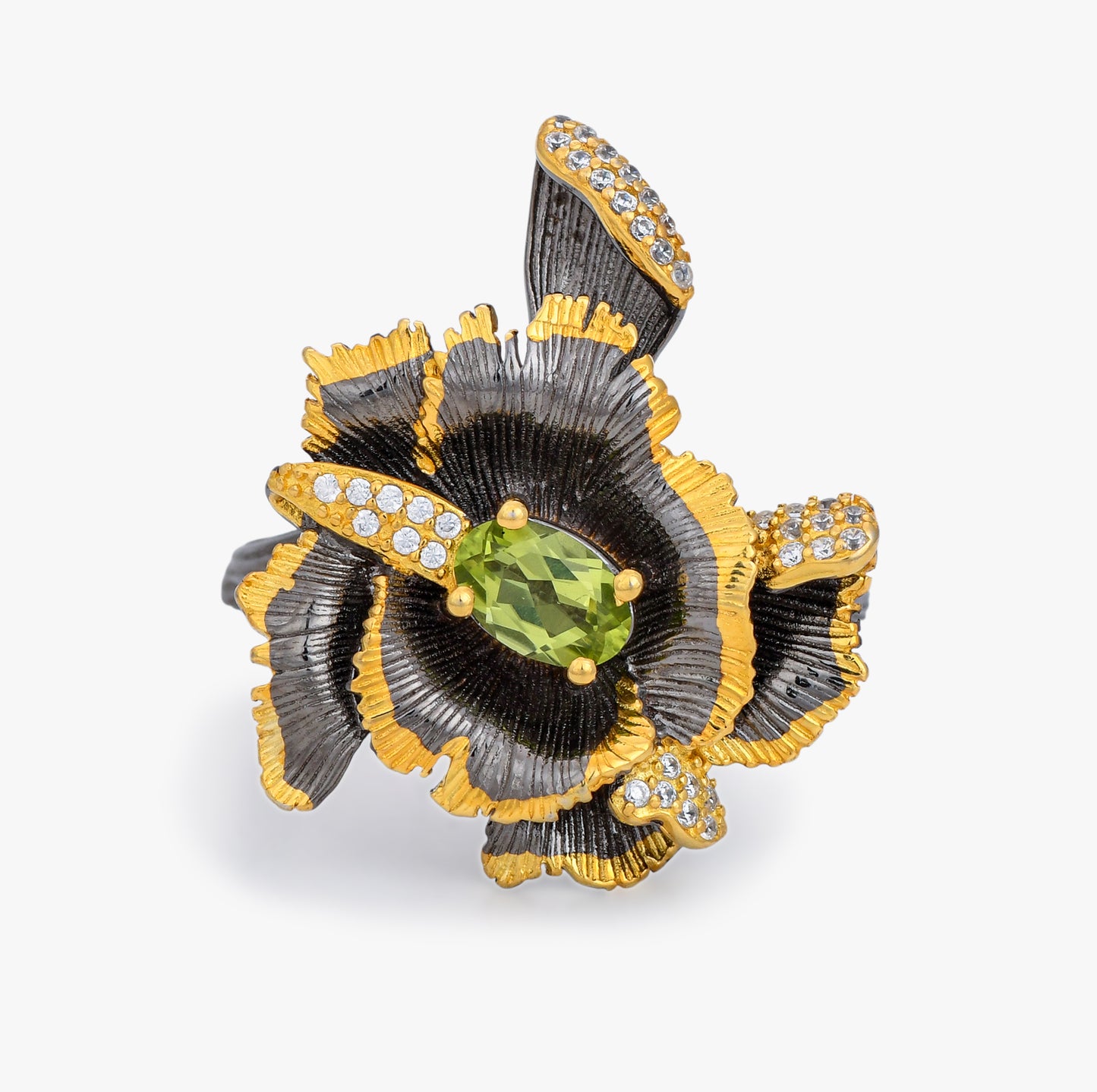 Emerald-Tone Baroque Statement Ring