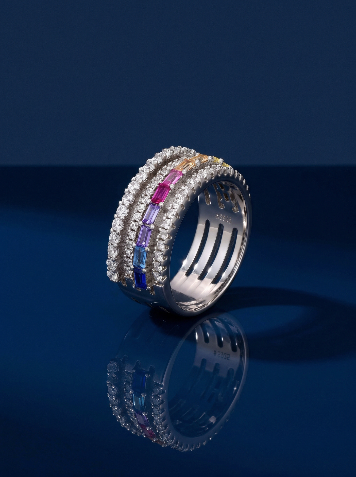 Rainbow Baguette Multi-Band Ring