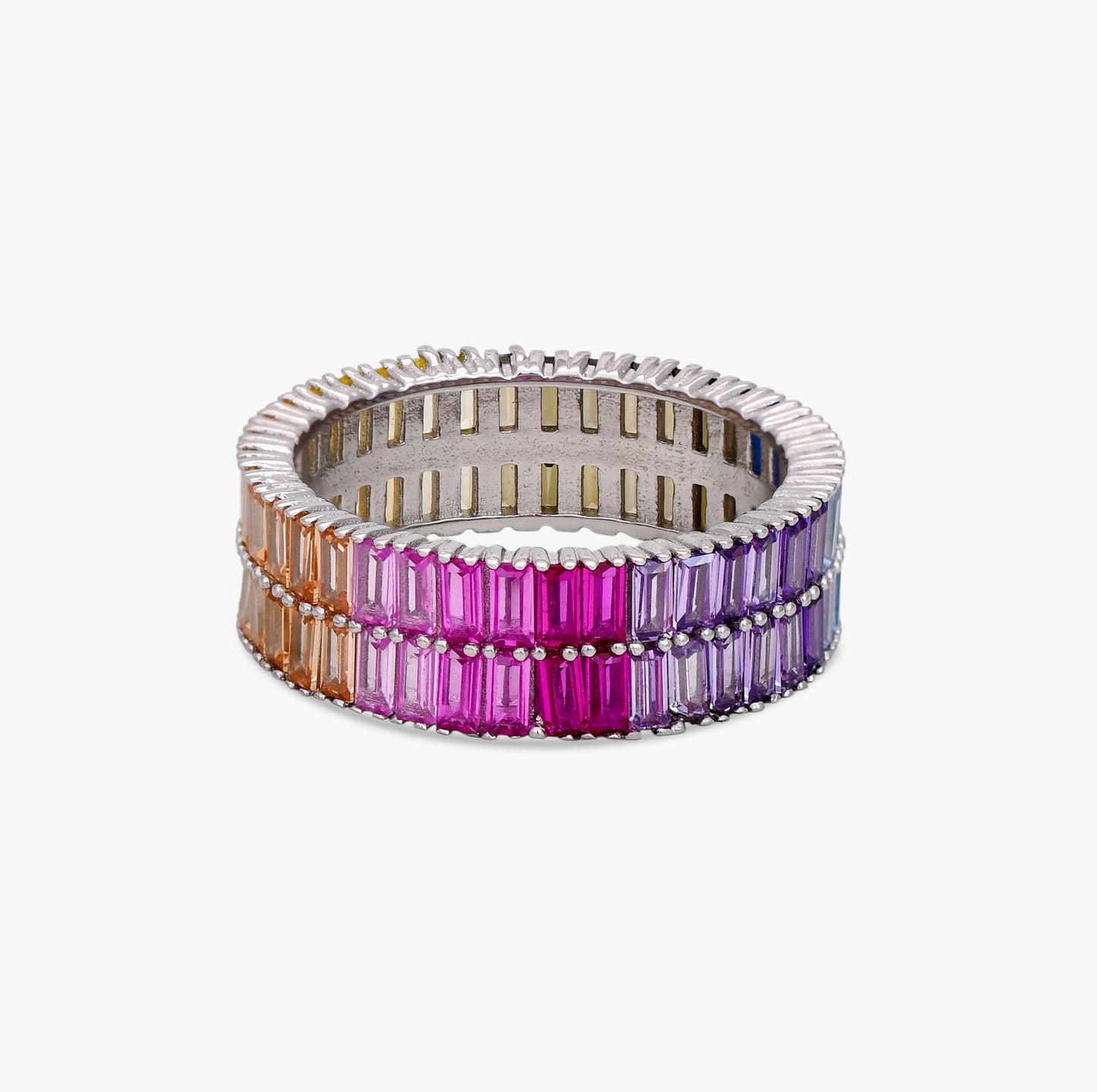 Rainbow Baguette Eternity Ring
