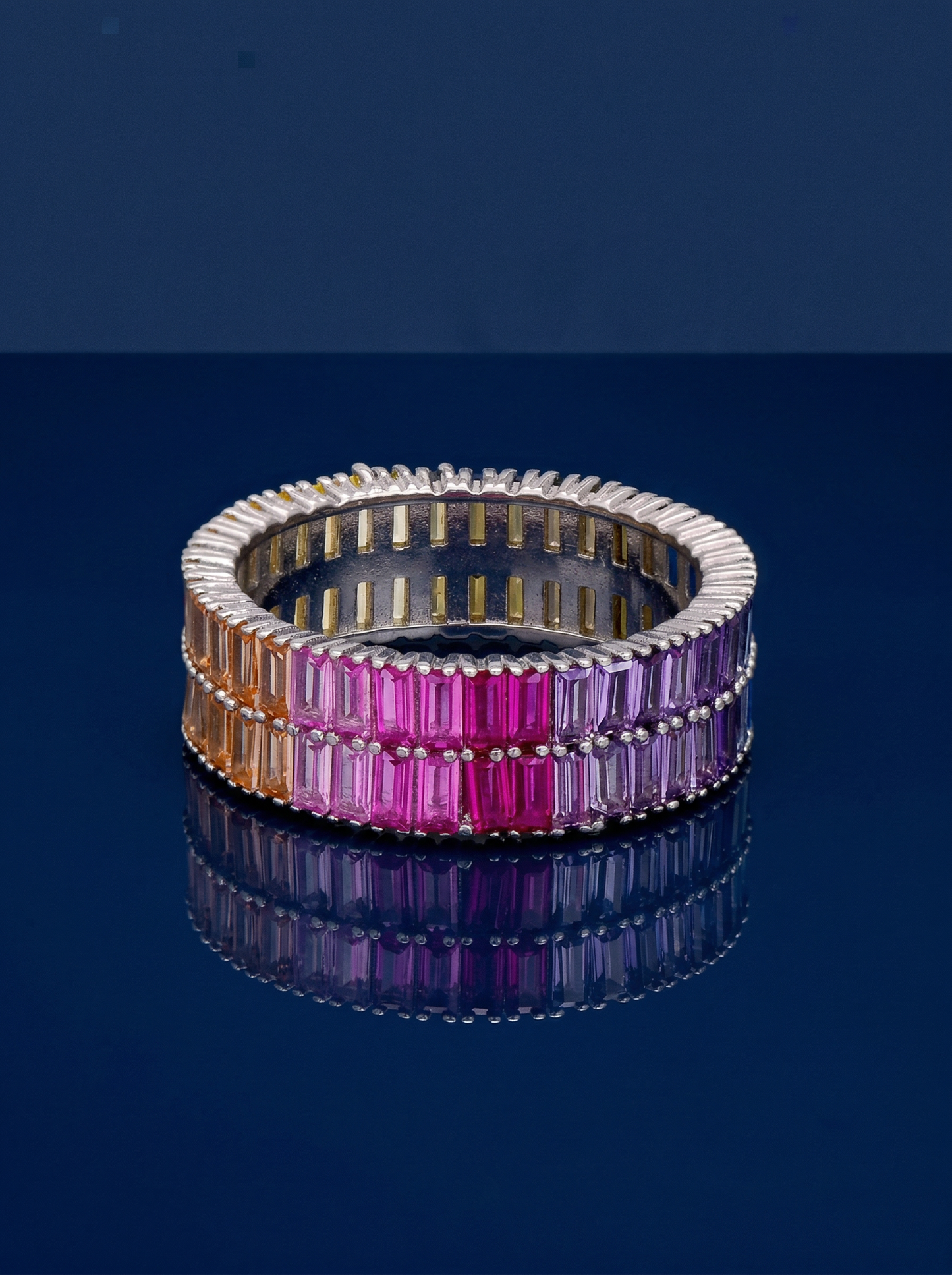 Rainbow Baguette Eternity Ring
