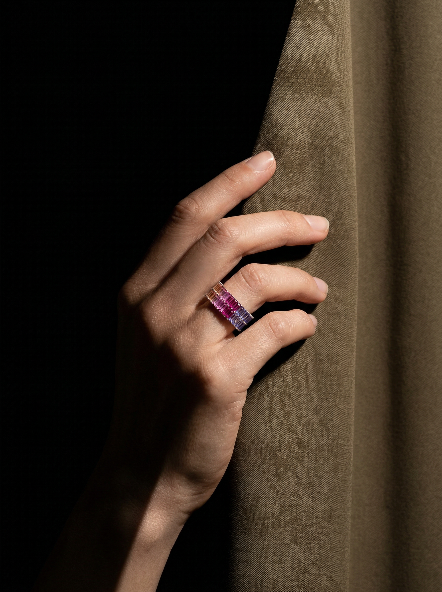 Rainbow Baguette Eternity Ring