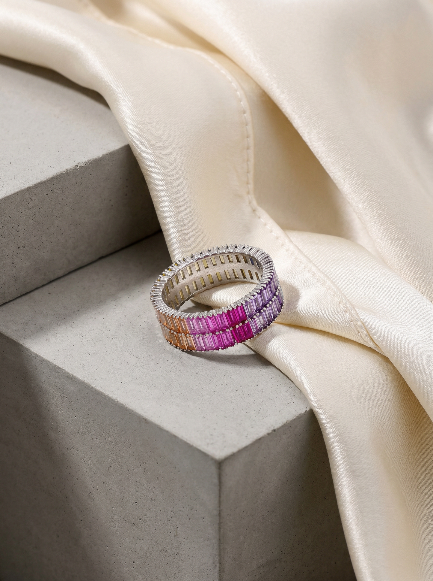 Rainbow Baguette Eternity Ring