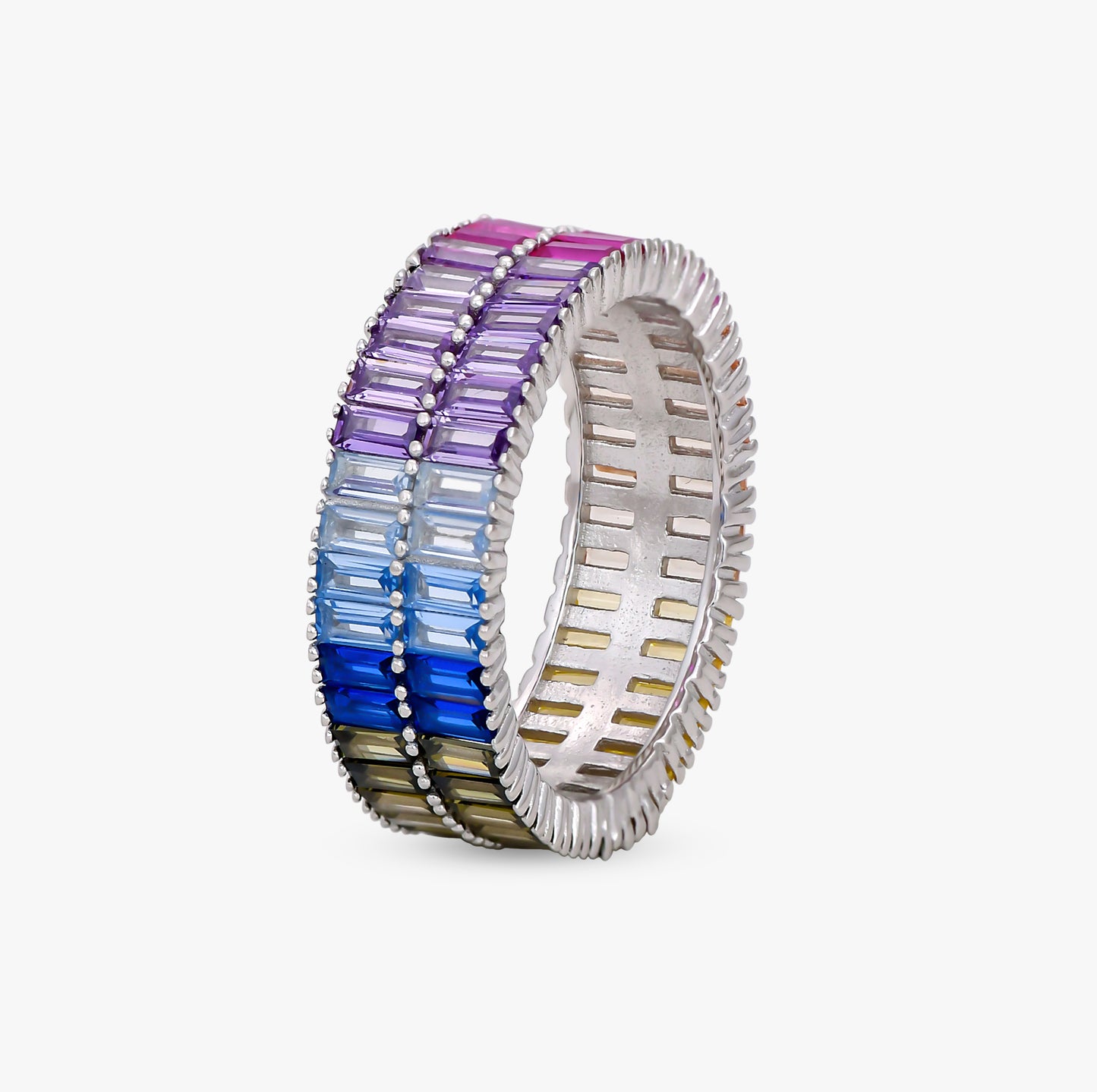 Rainbow Baguette Eternity Ring