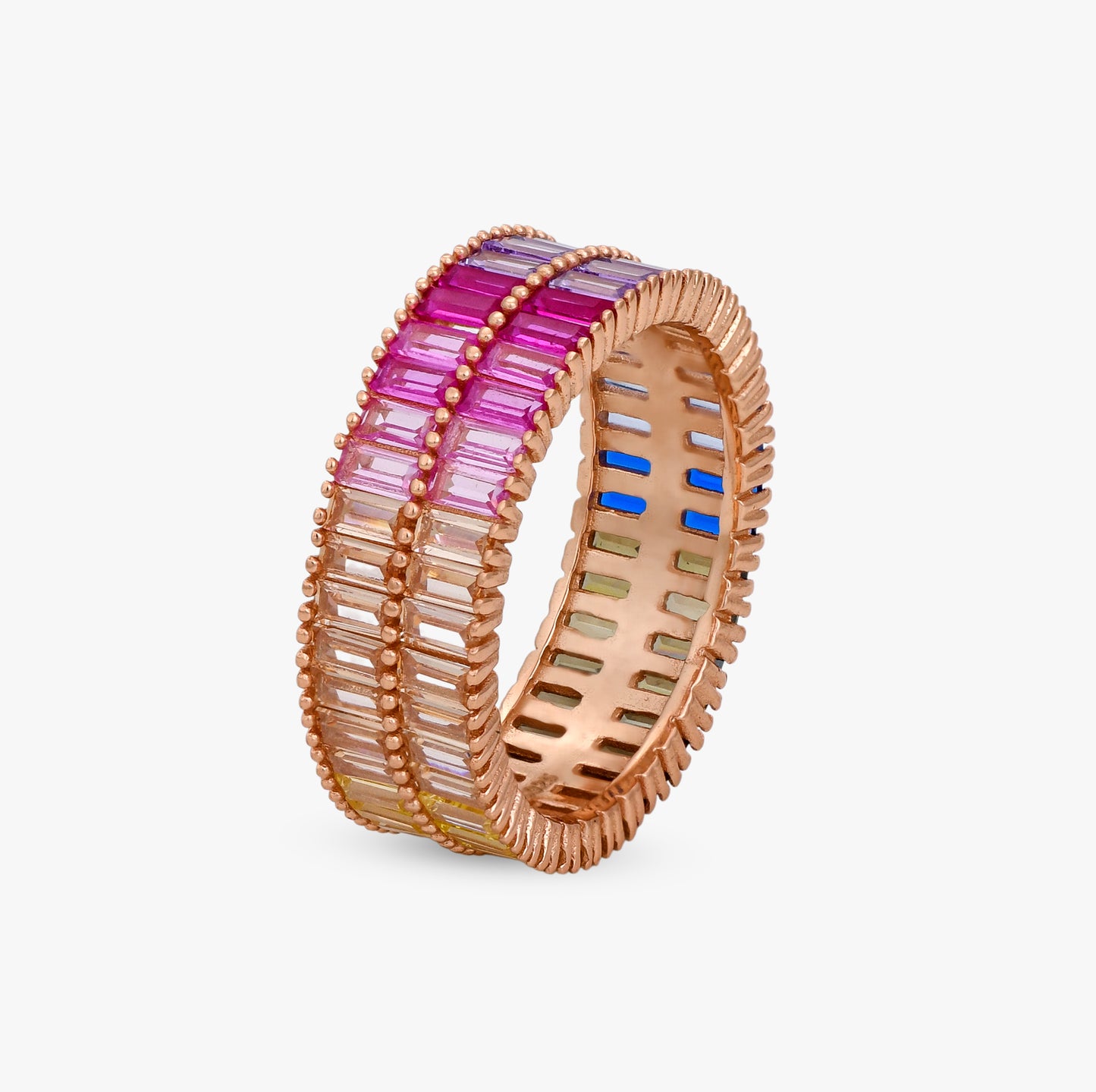Rainbow Baguette Eternity Ring