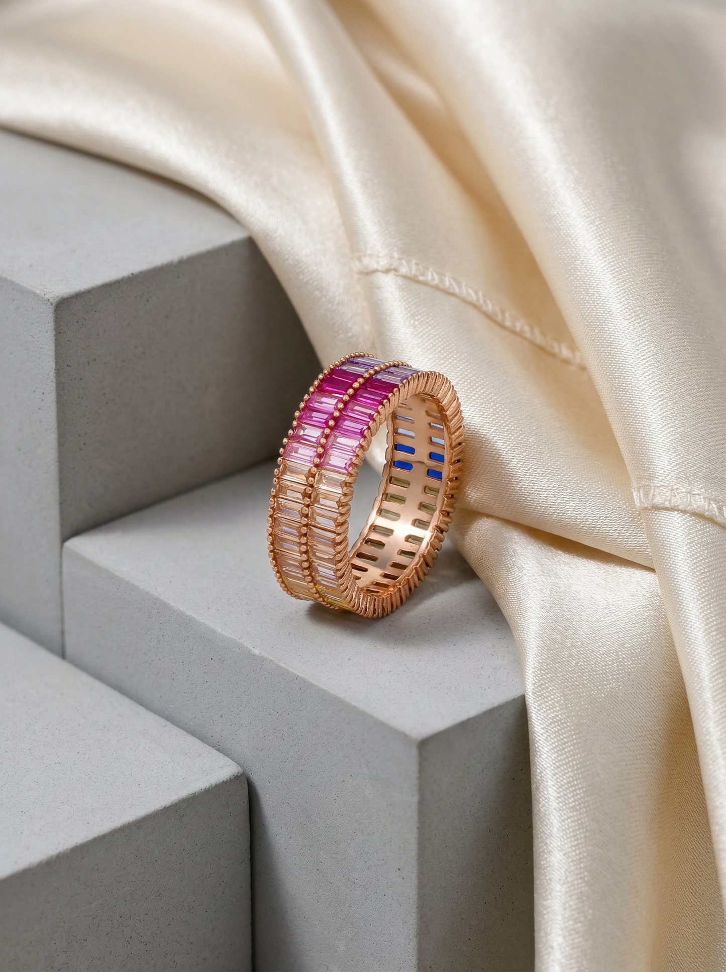 Rainbow Baguette Eternity Ring