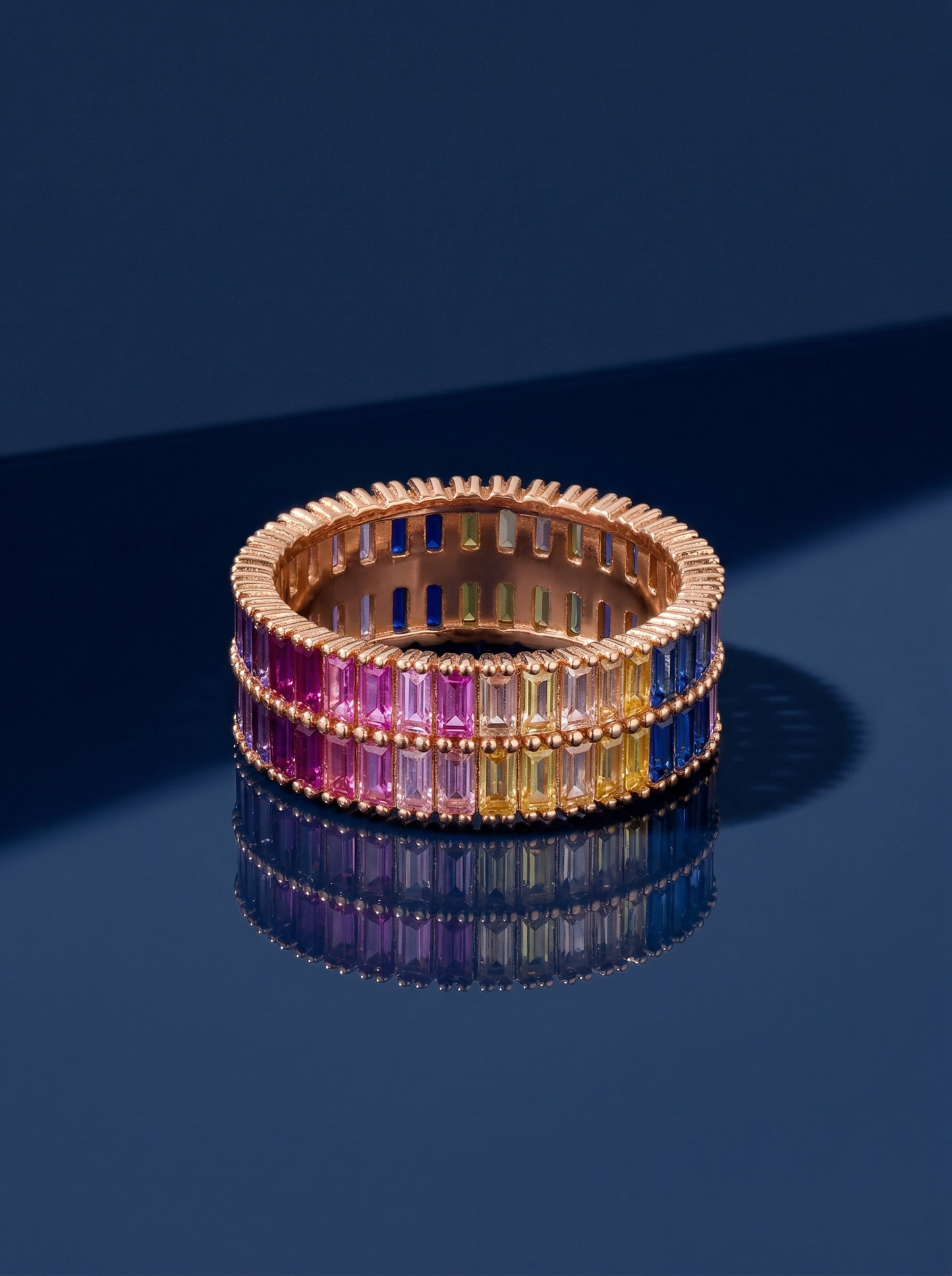 Rainbow Baguette Eternity Ring