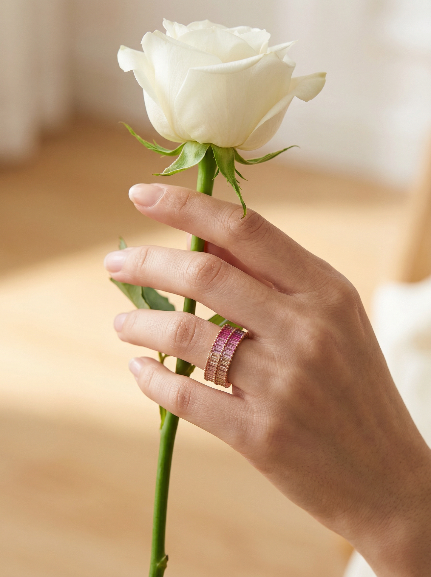 Rainbow Baguette Eternity Ring