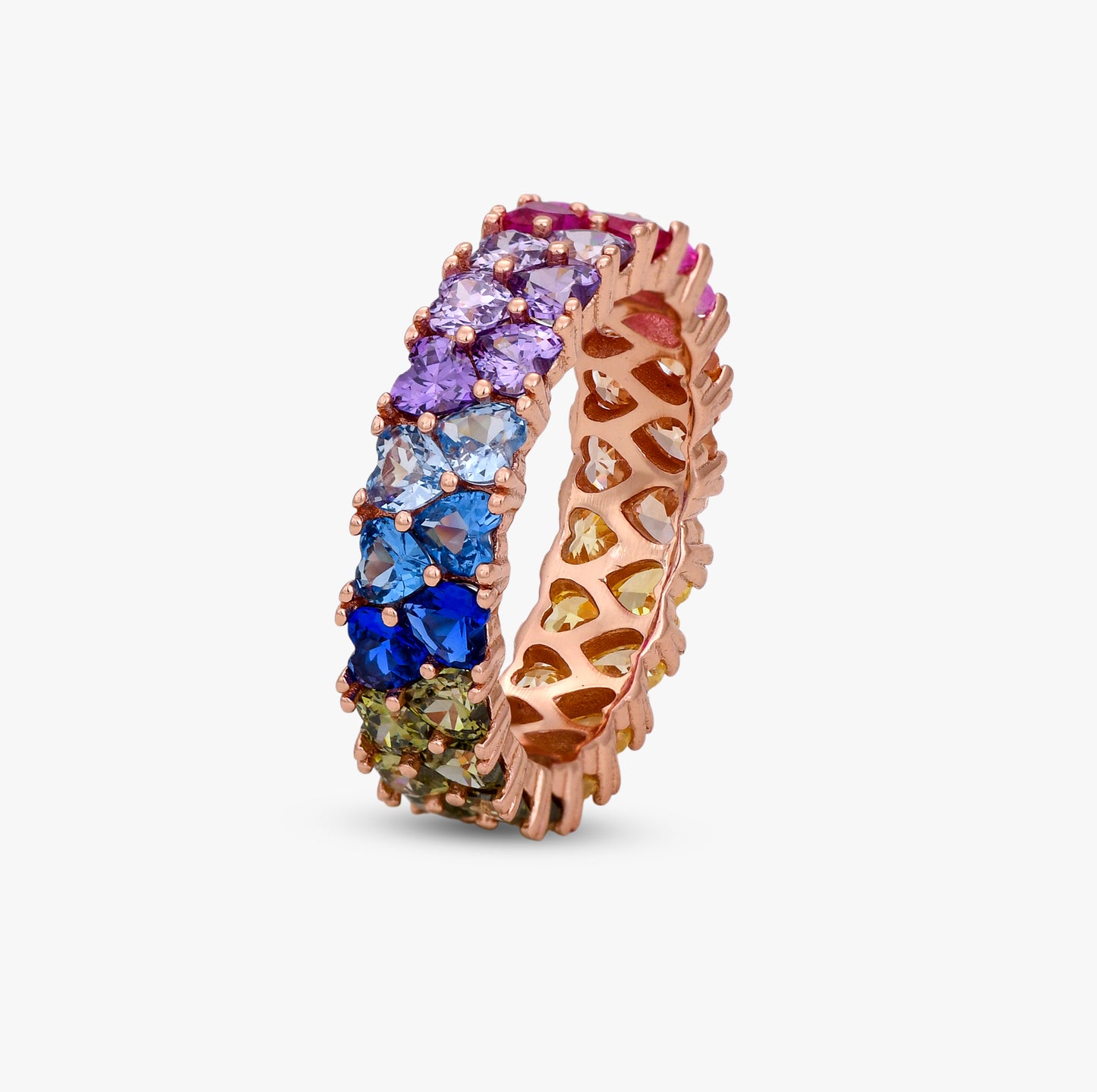 Rainbow Heart Eternity Band