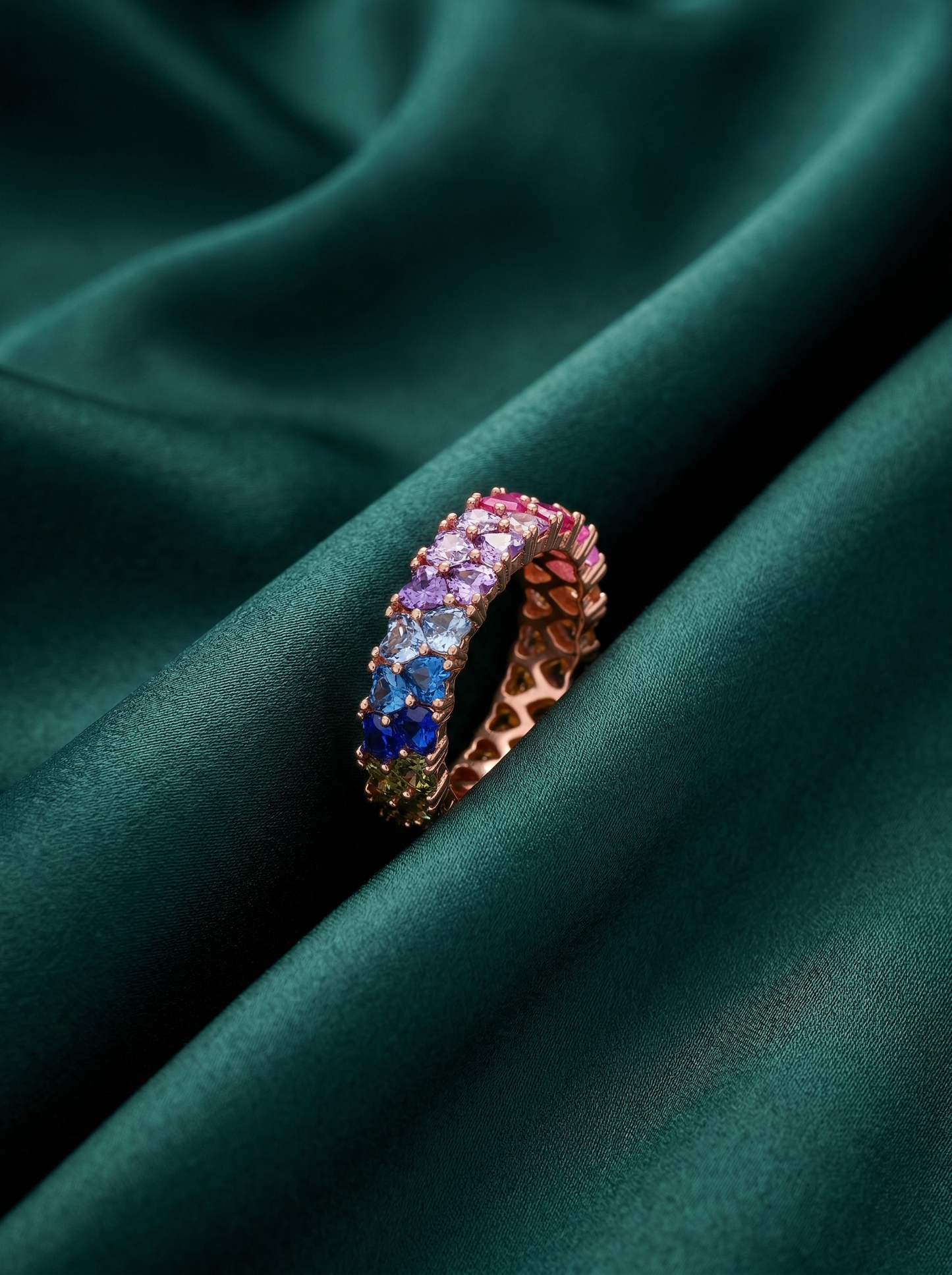 Rainbow Heart Eternity Band