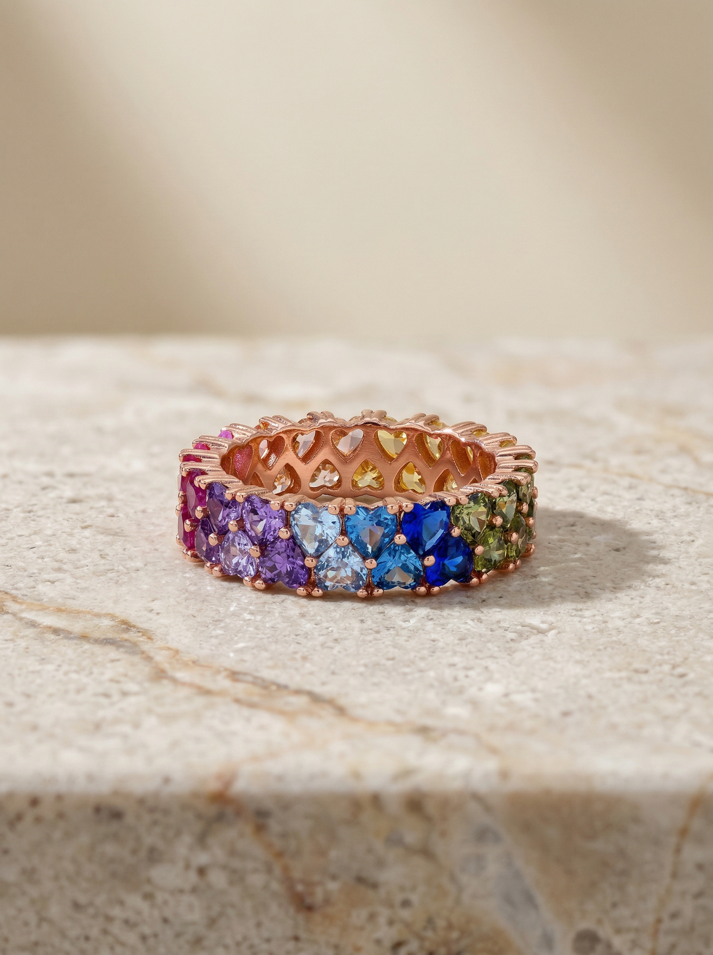 Rainbow Heart Eternity Band