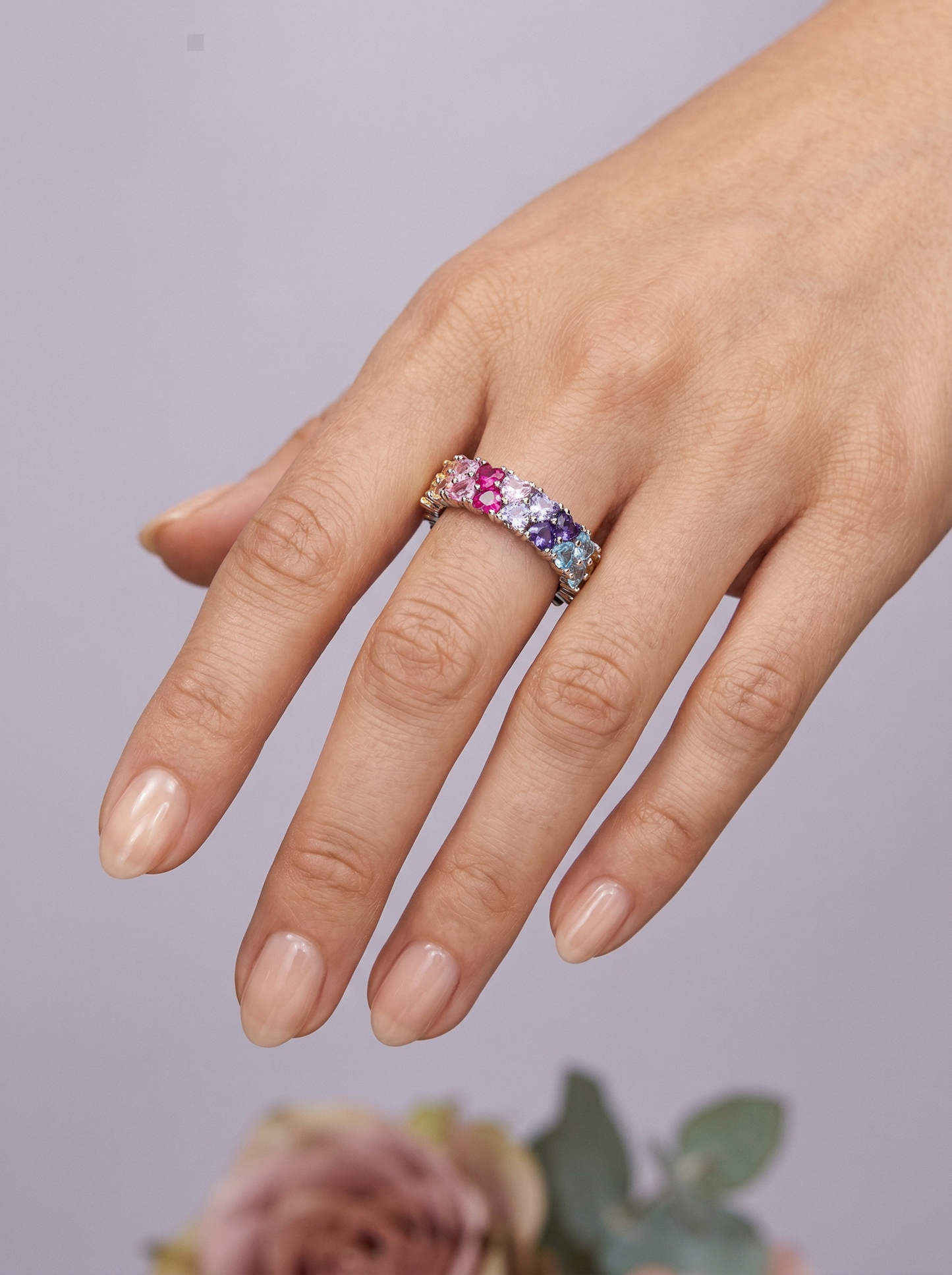 Rainbow Heart Eternity Band