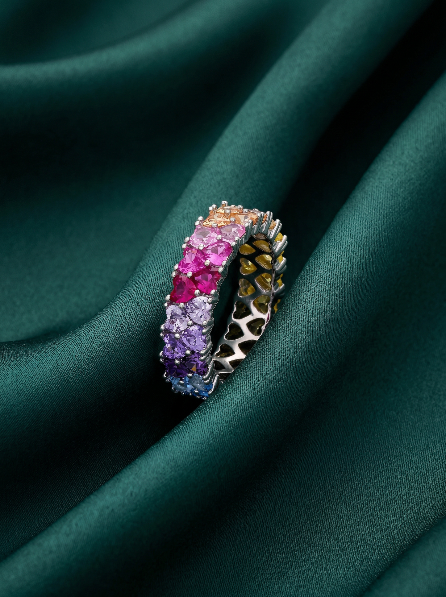 Rainbow Heart Eternity Band