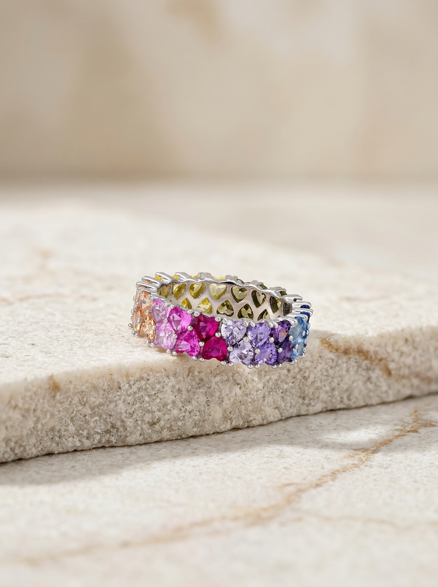 Rainbow Heart Eternity Band