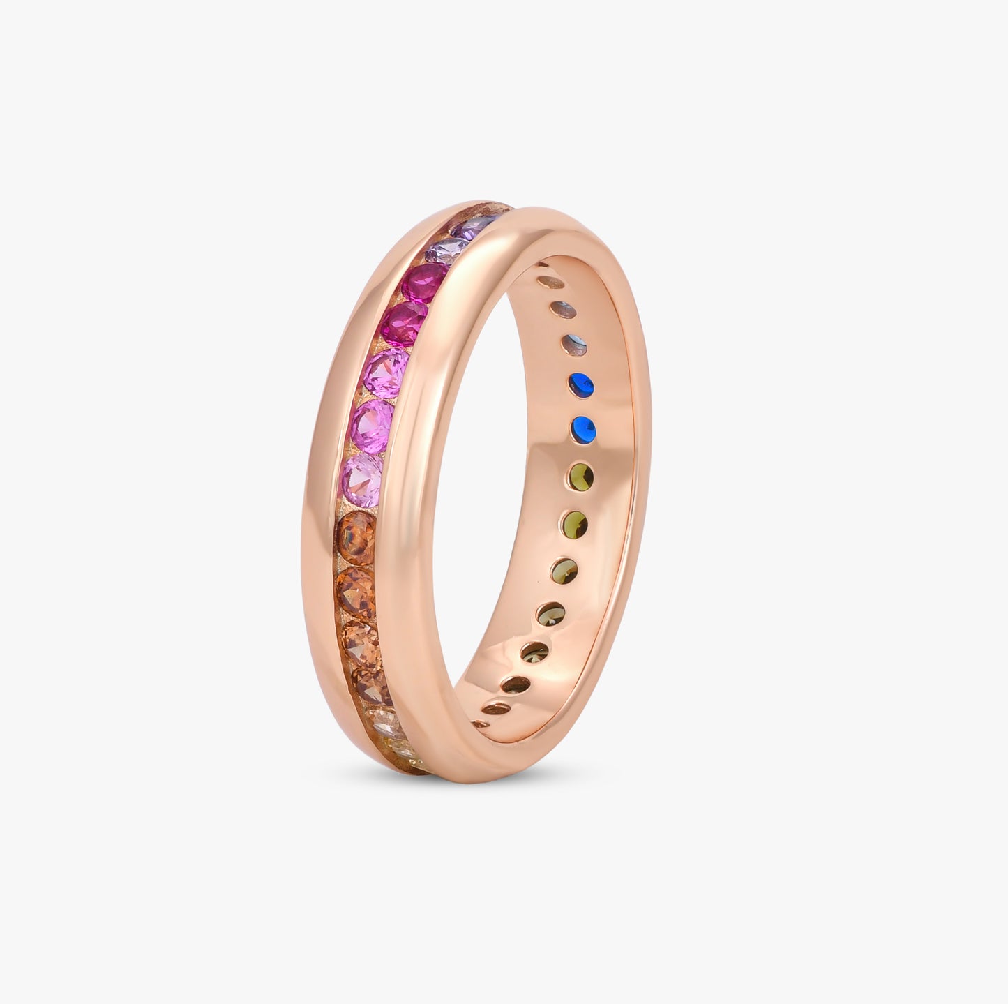 Rainbow Gemstone Eternity Band