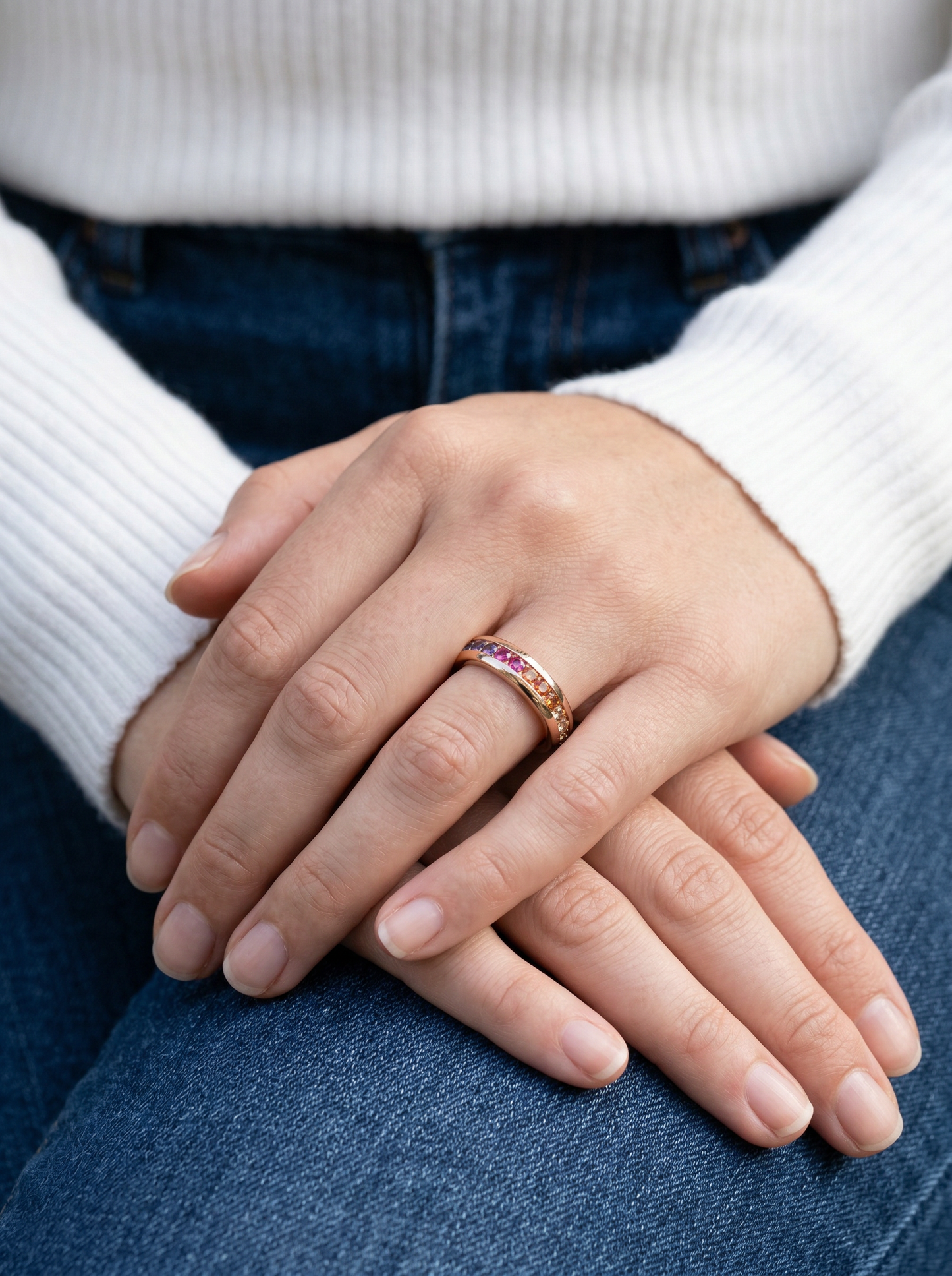 Rainbow Gemstone Eternity Band