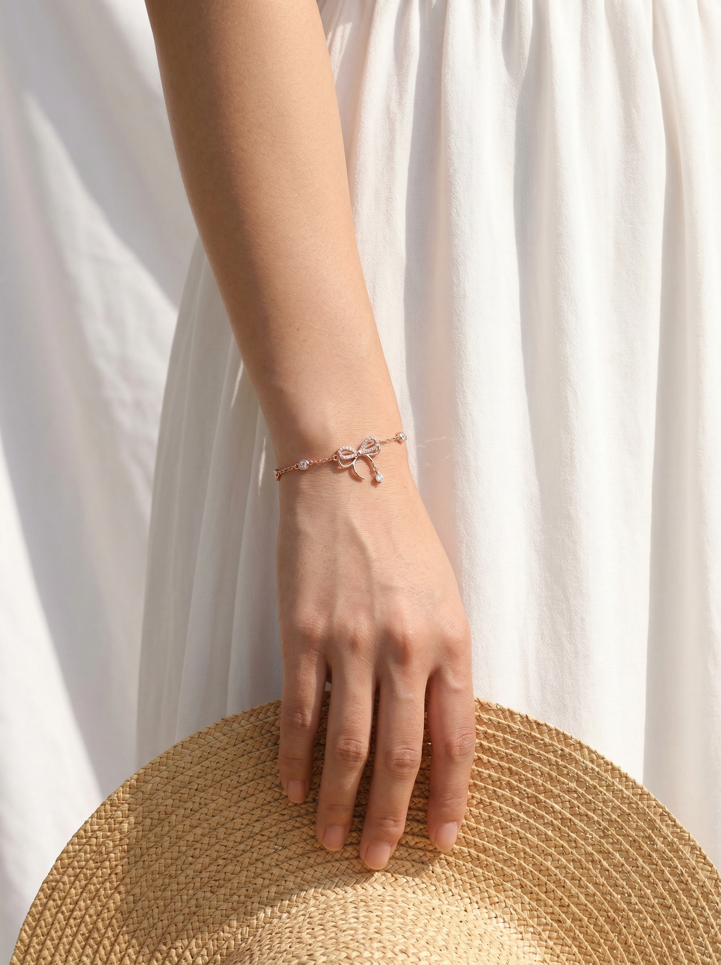 Sparkling Rose Gold Bow Bracelet