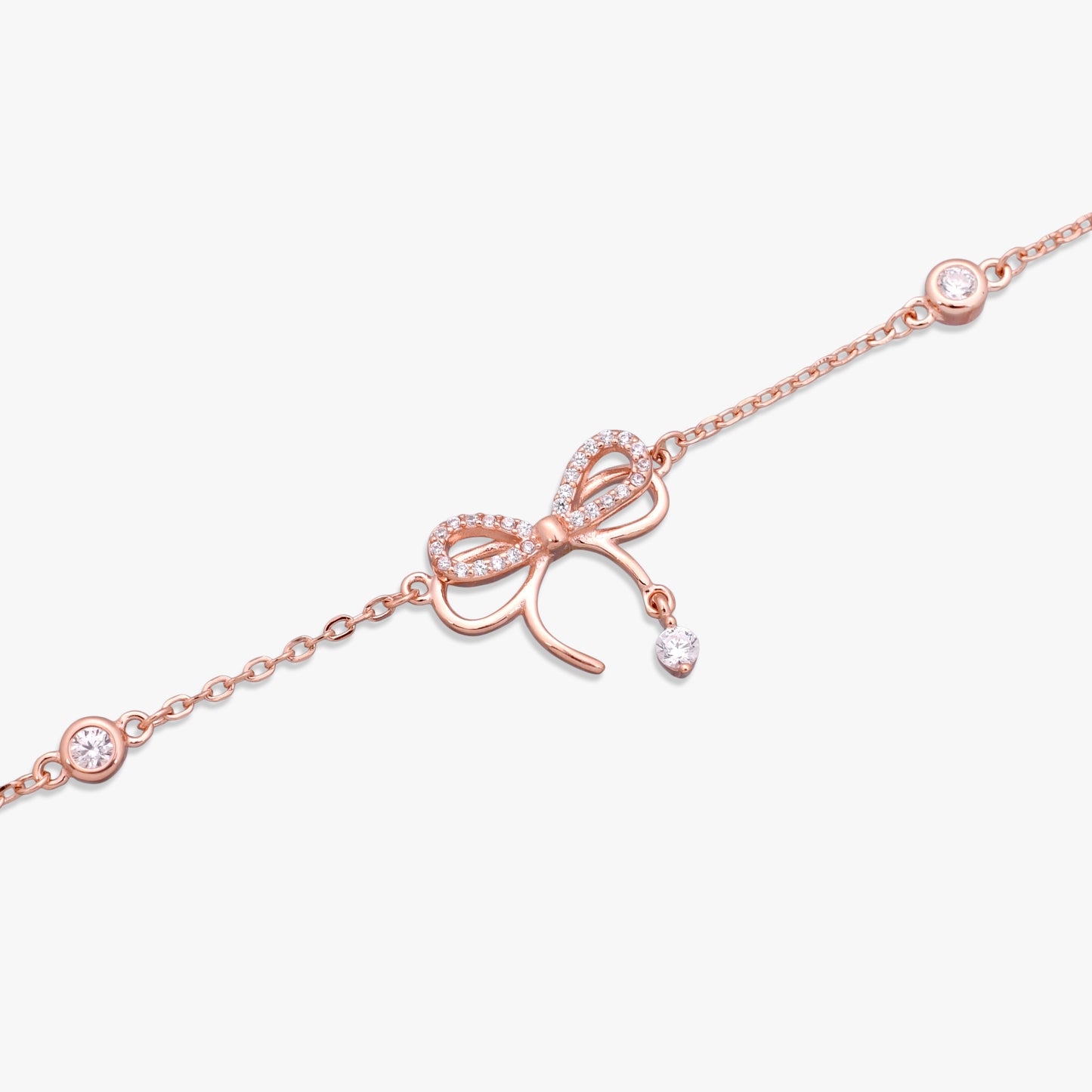 Sparkling Rose Gold Bow Bracelet