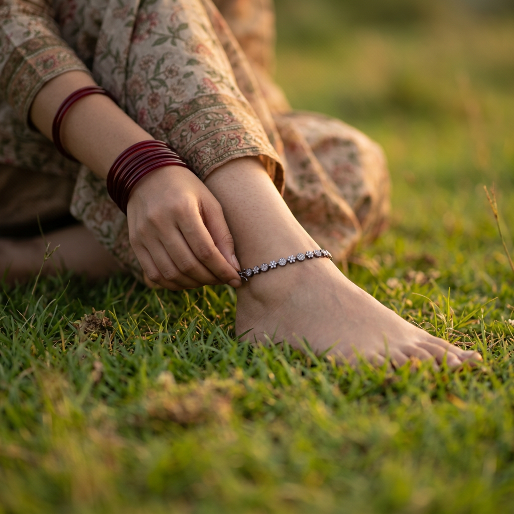 Sparkling Floral Diamond Anklet