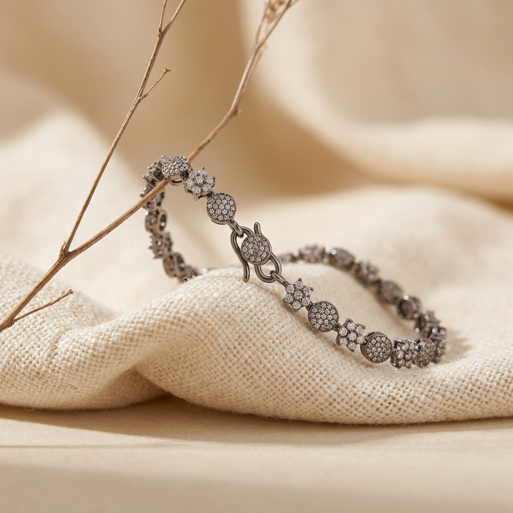 Sparkling Floral Diamond Anklet