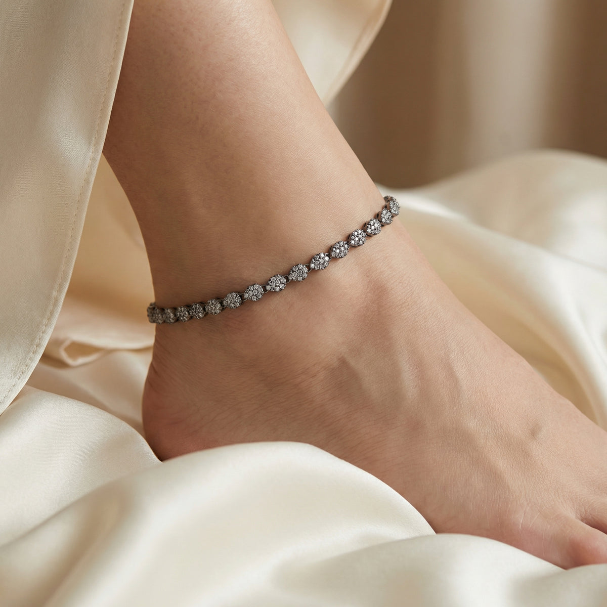 Diamond Pave Leaf Anklet