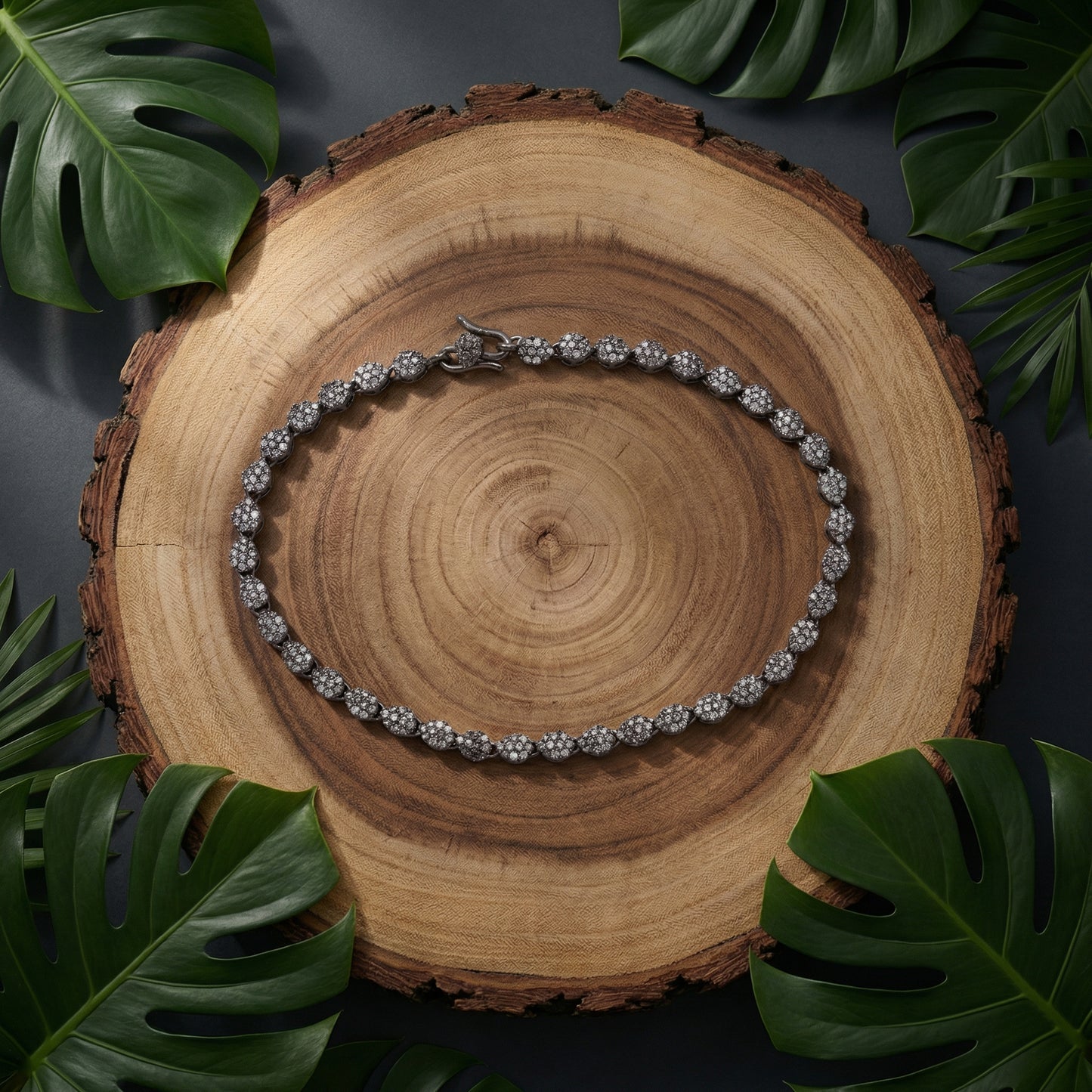 Diamond Pave Leaf Anklet