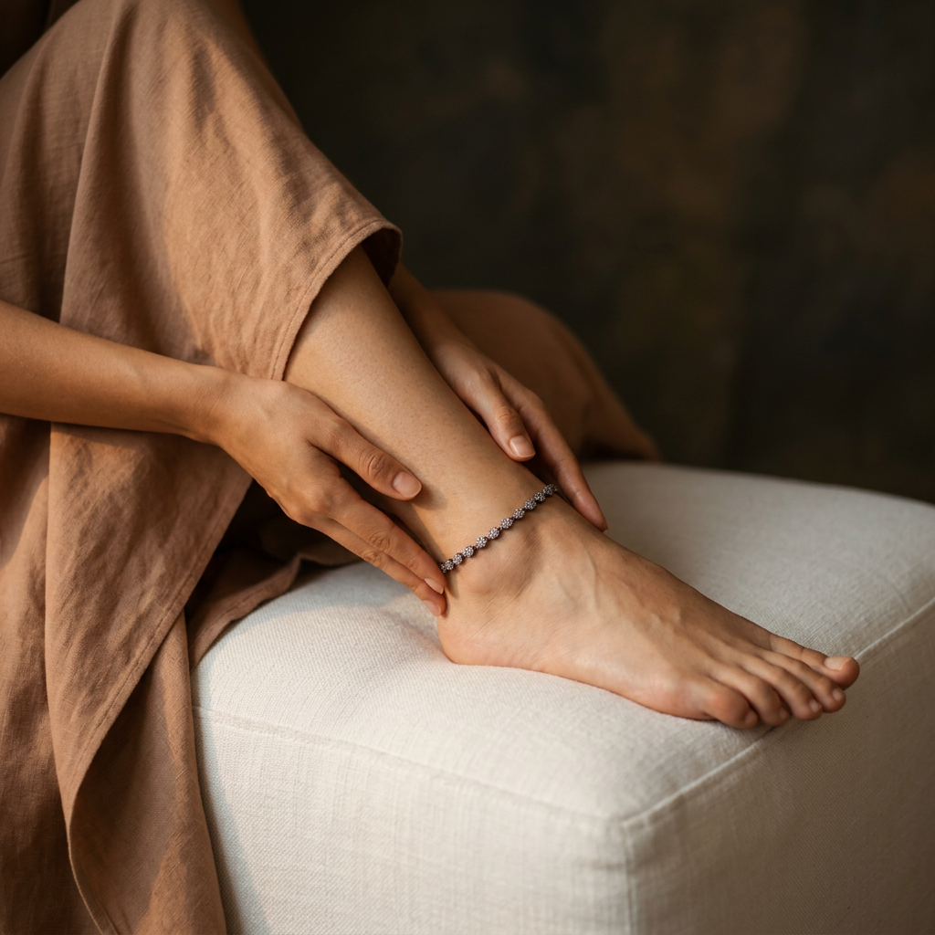 Diamond Pave Leaf Anklet