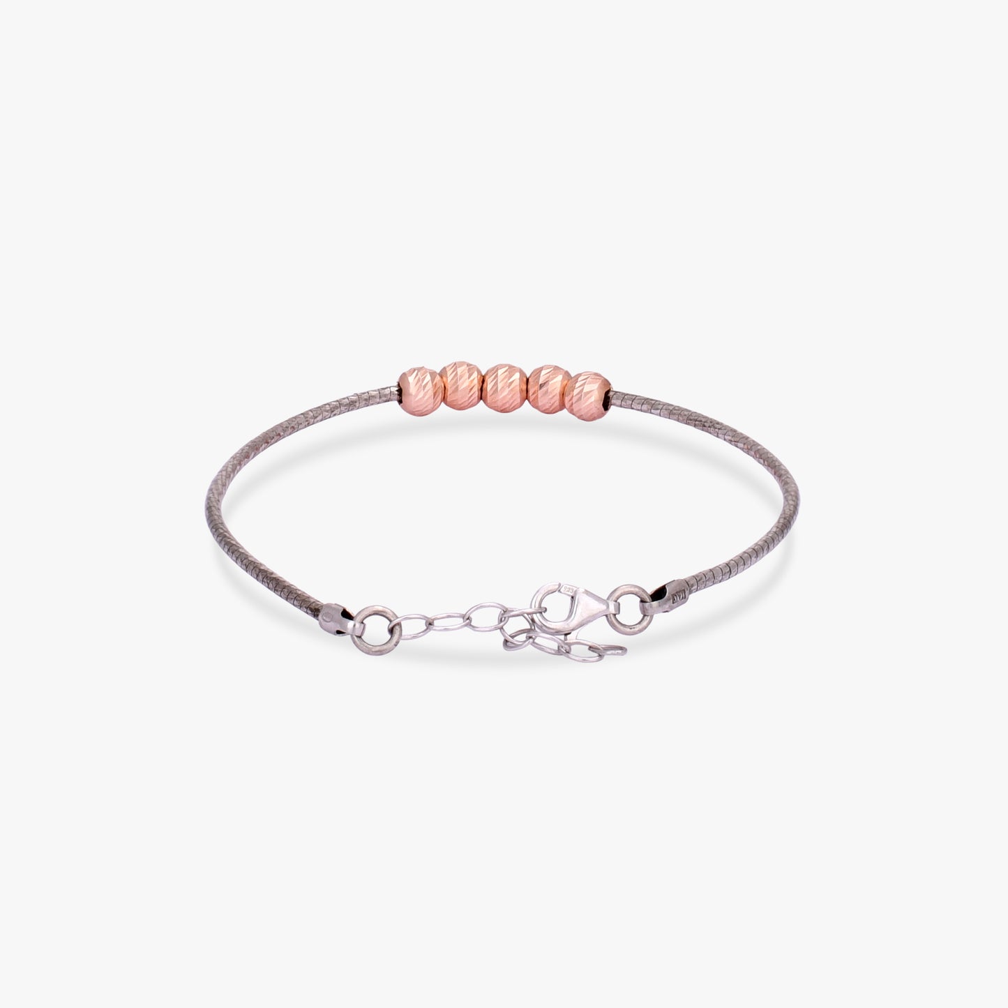 Rose Bead Silver Bracelet