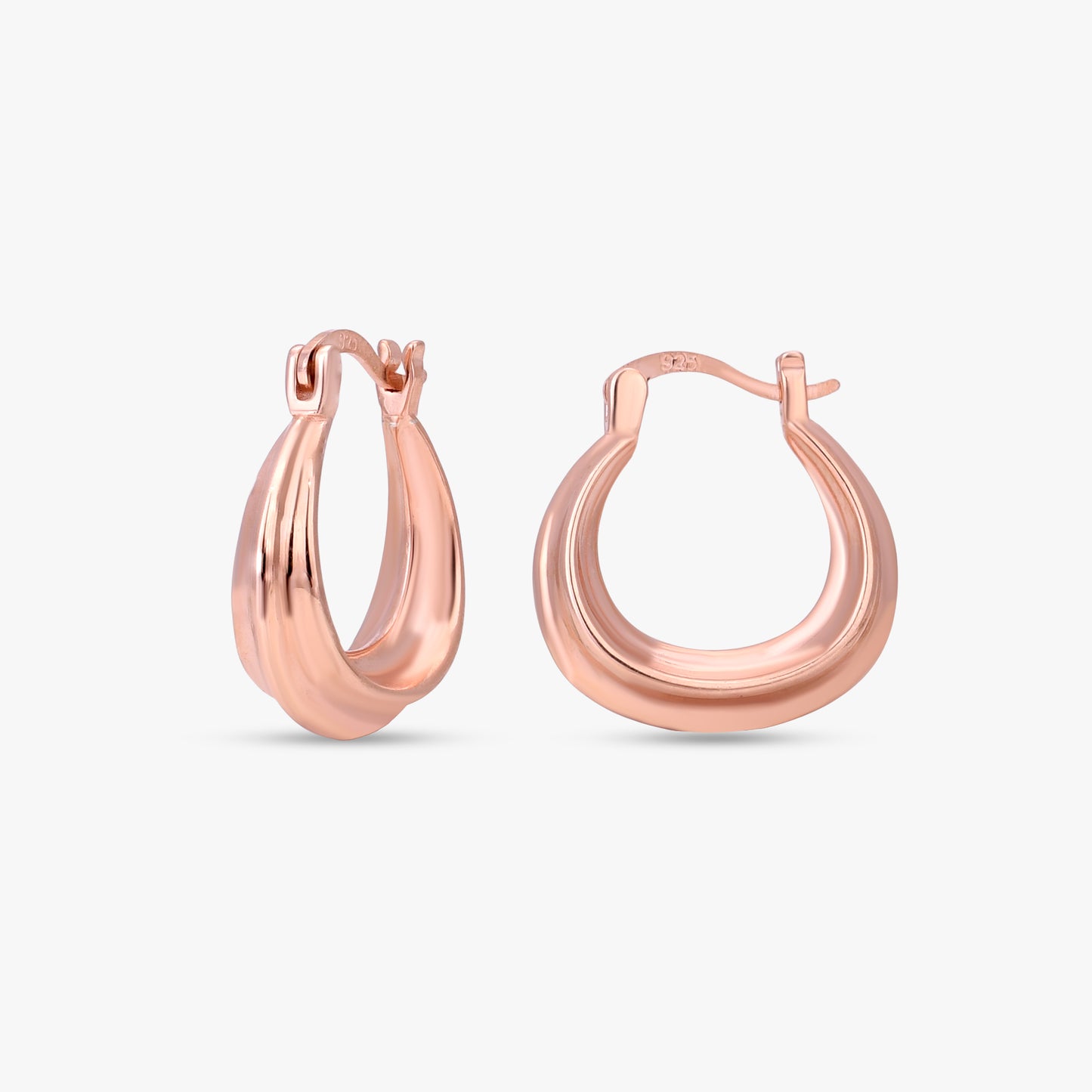 Oval Ribbed Hoop Earrings