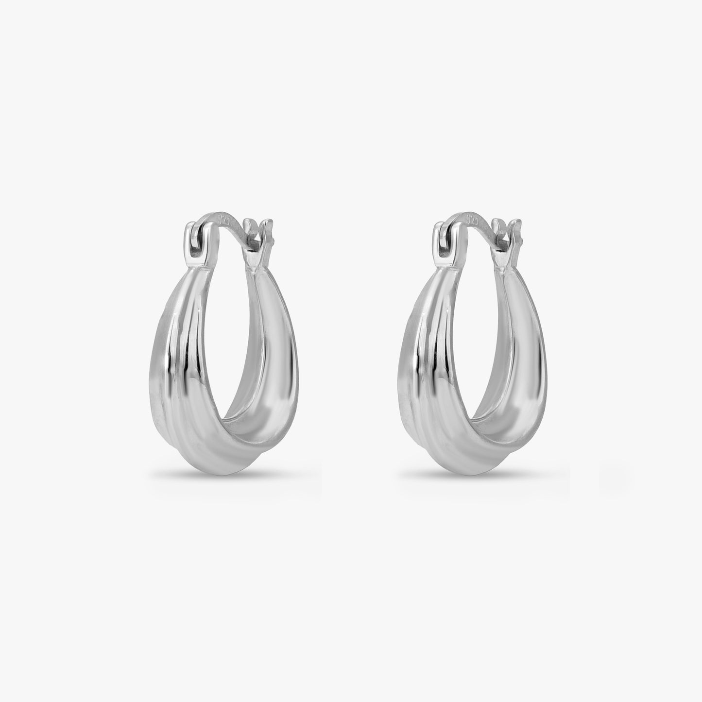 Oval Ribbed Hoop Earrings