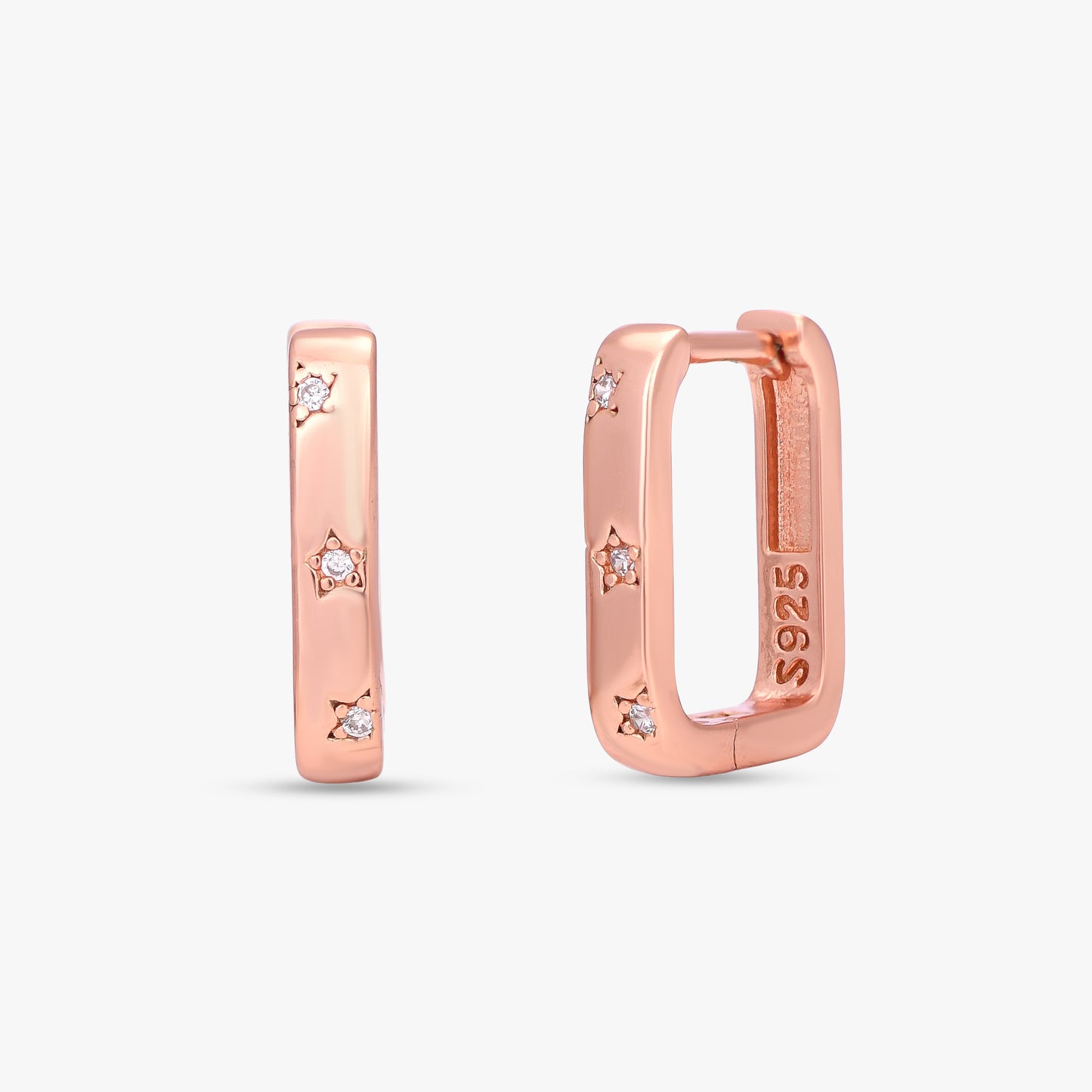 Star Rectangular Huggie Earrings