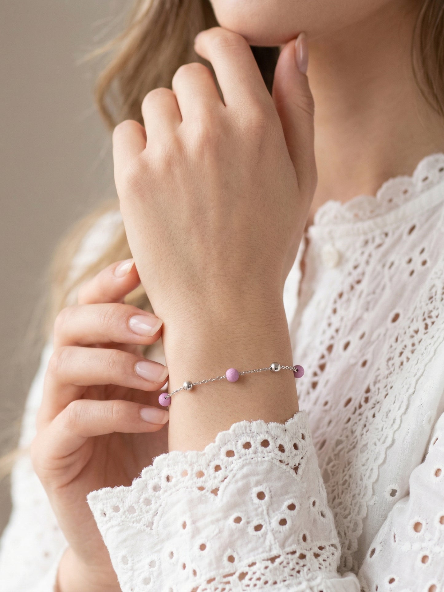 Lavender Bead Chain Bracelet