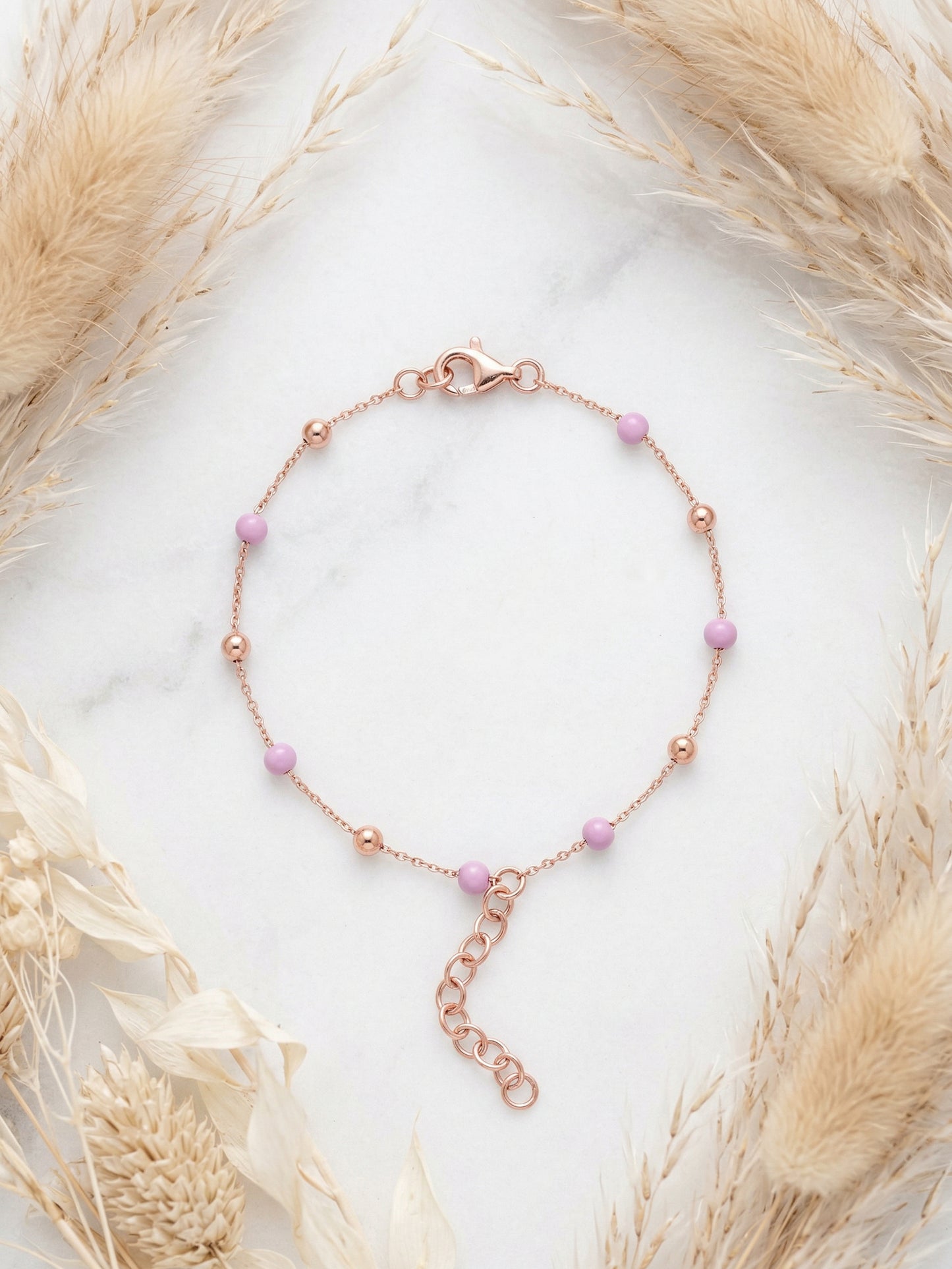 Lavender Bead Chain Bracelet