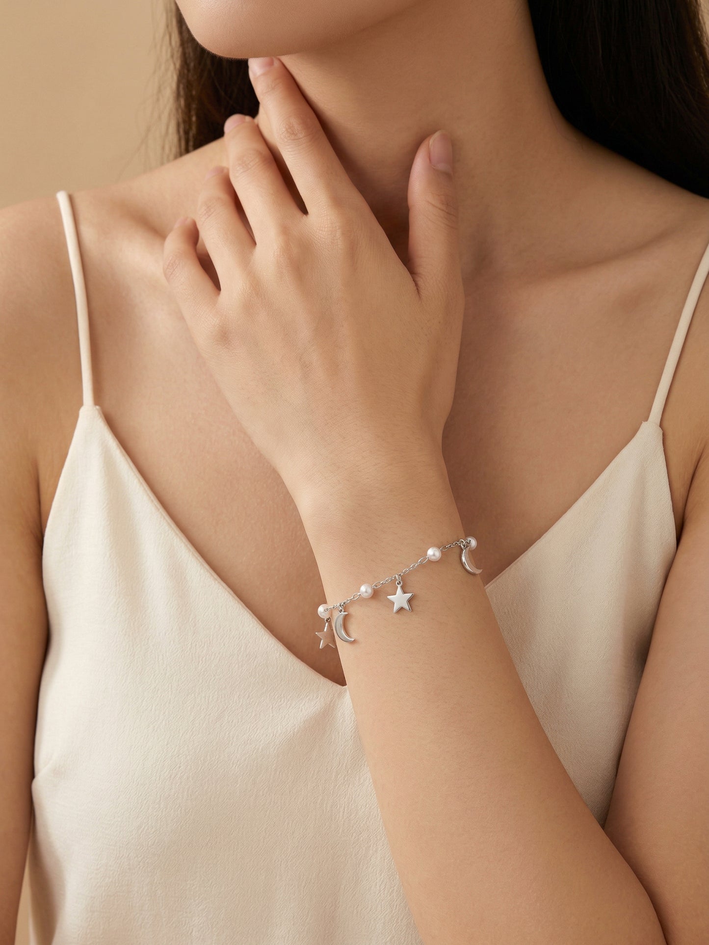 Celestial Pearl Charm Bracelet