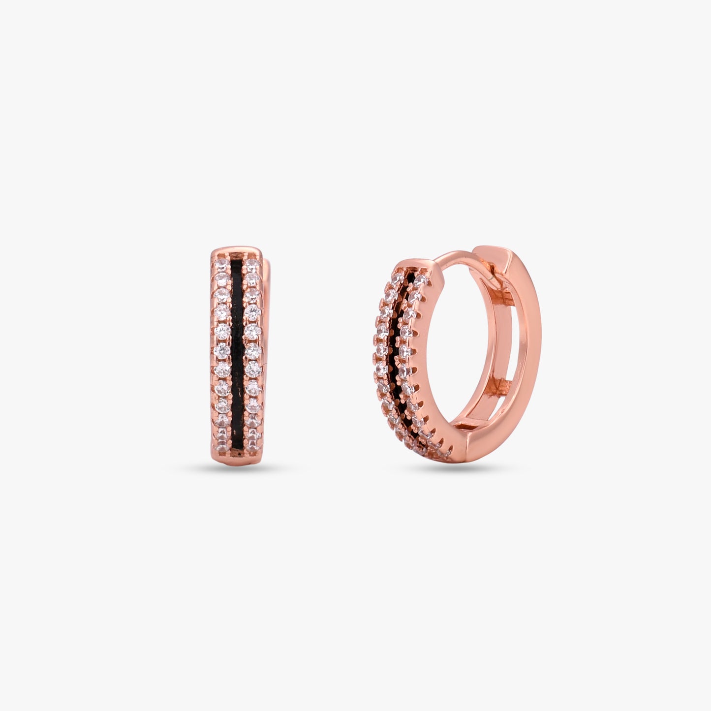 Rose Gold & Silver Huggie Hoops