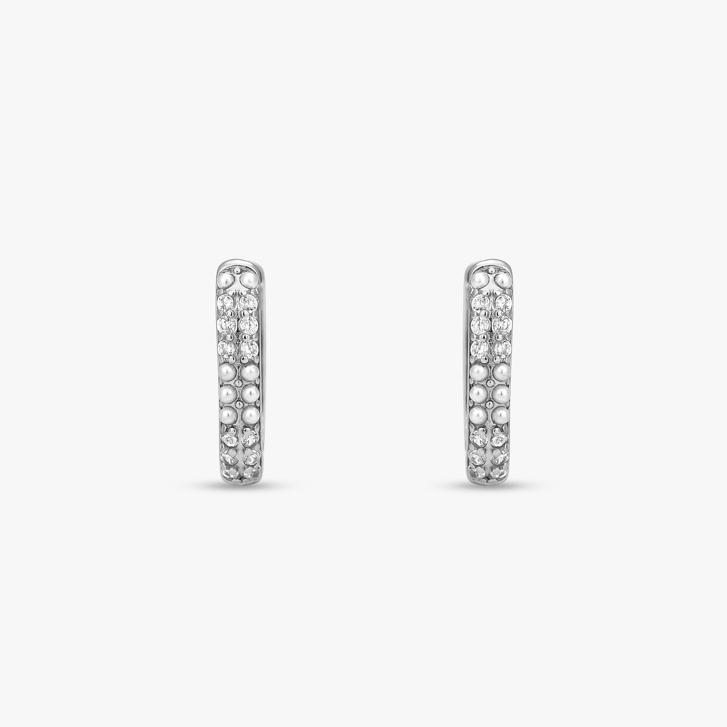 Pearl Crystal Huggie Hoops