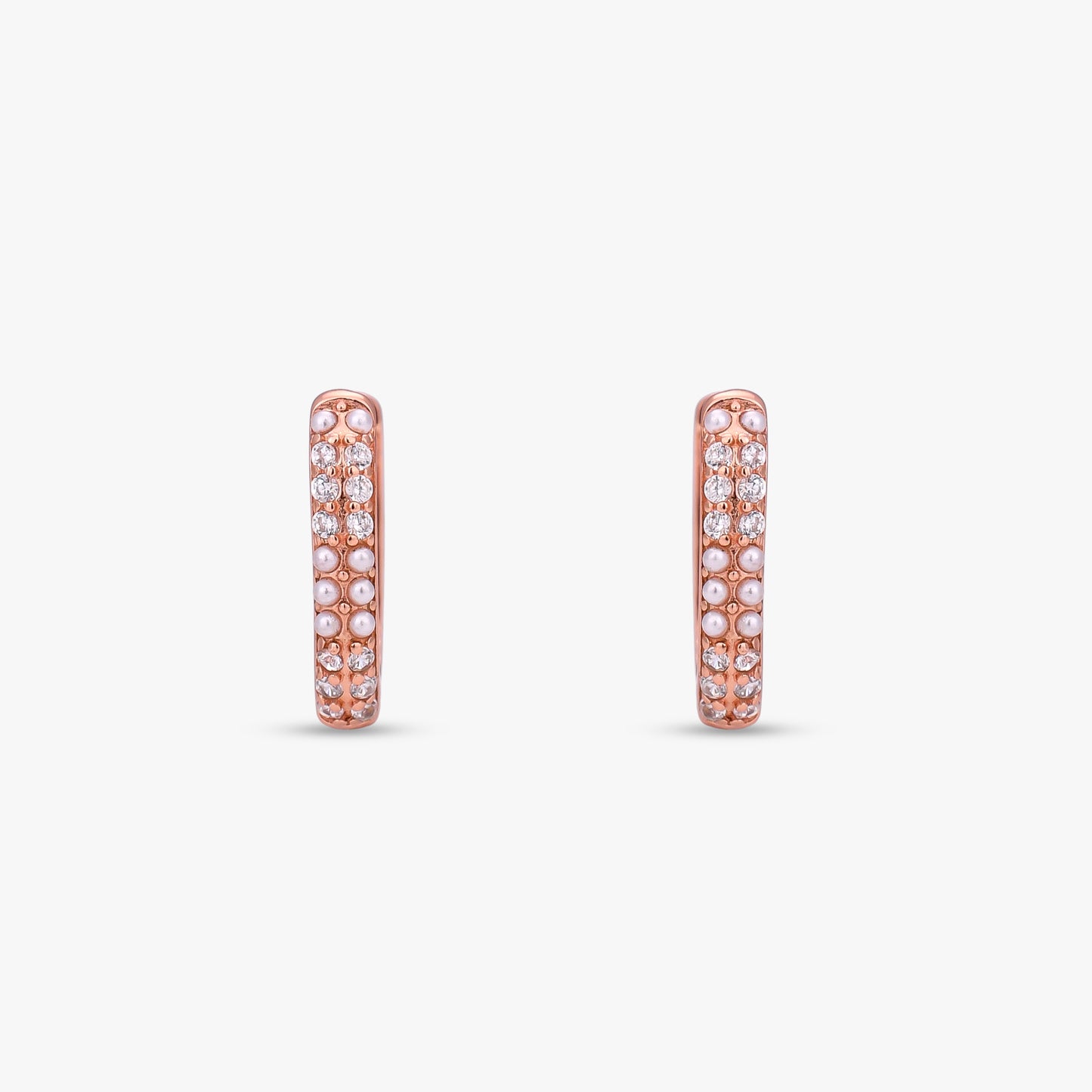 Pearl Crystal Huggie Hoops